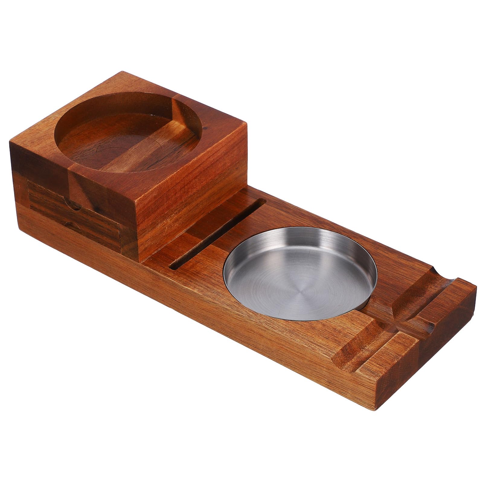 Cendrier en bois pour cigares et support verre à whisky marron pour table