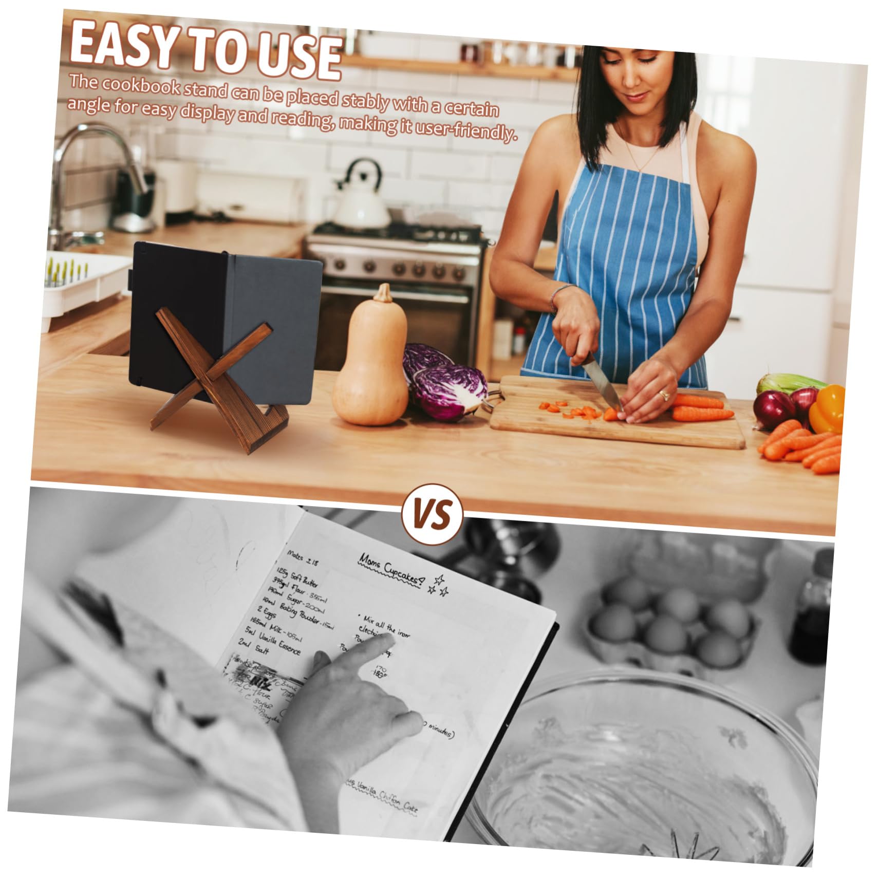 SOLUSTRE Stand for Easy Reading and Display Sturdy Recipe Holder Multi-Functional Stand for Kitchen and Bedroom for Pamphlets and Books