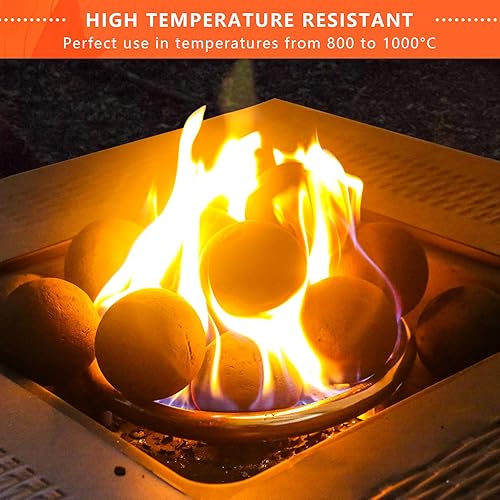 Miniatura 9 de Bolas de fuego de cerámica, juego de 6 piedras redondas de fuego de 5 pulgadas, bolas de fuego reutilizables para decoración de interiores y