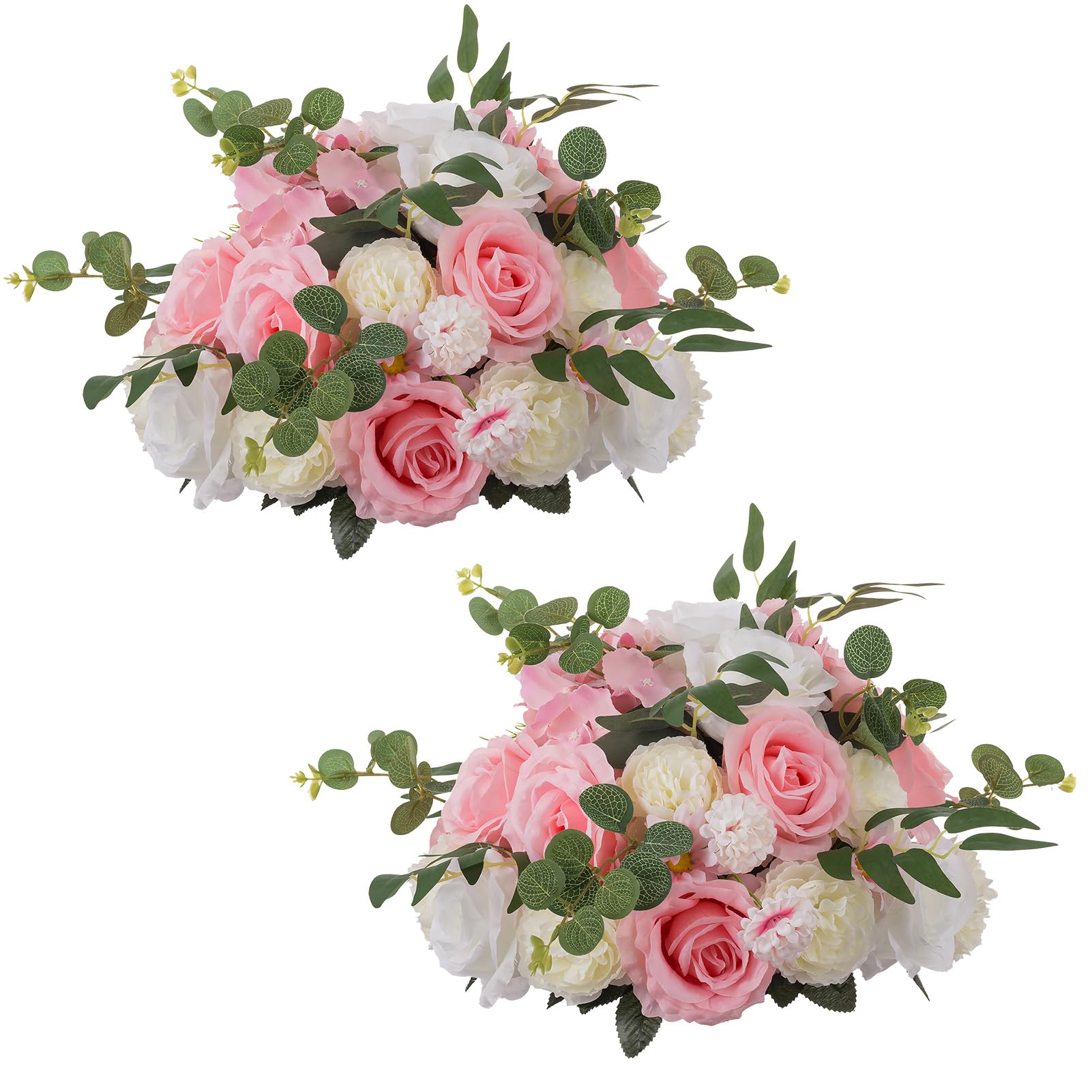 Photo 1 of 10 Pack***NUPTIO Flower Ball Arrangement Bouquet - 2 Pcs 13.8 inch Diam Pink & White Fake Flowers Roses Balls for Centerpieces Tables - Artificial Rose Arrangements for Wedding Centerpiece Table Decorations 13.8" Diam - 2 PCS Pink & White