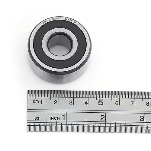 Miniatura 18 de XIKE 2 Pcs 3300-2RS/5300-2RS Sealed Angular Contact Ball Bearing 10x35x19mm Double Row, Fits DIY/CNC/Motor/Auto A/C, Water