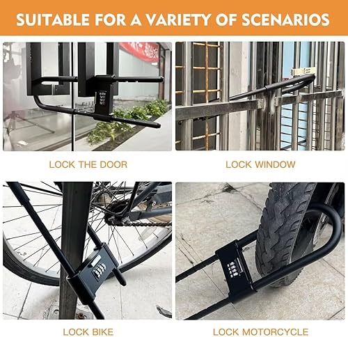 Miniatura 7 de Candado de grillete largo -U-Lock-Bike Combo U-Lock - Candado combinado de cuatro posiciones - con grillete ajustable - Adecuado para bicicletas,