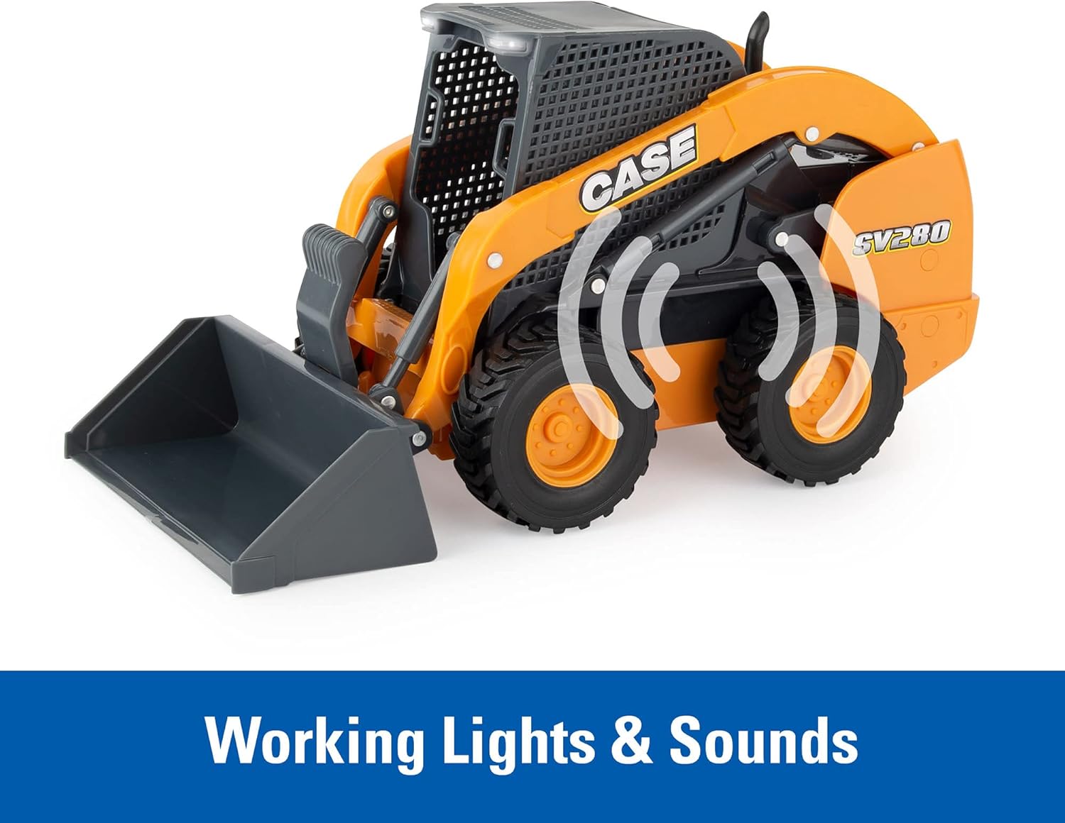 ERTL Case IH SV280 Skid Steer Toy Set - 1:16 Scale - Includes Barrels and Cones - Kids Construction Toys with Free Rolling Wheels - Ages 3 Years and Up
