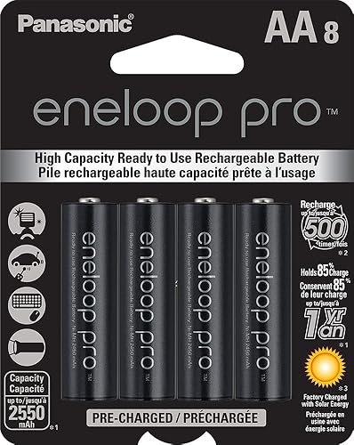 Miniatura 2 de Eneloop Panasonic Pro Ni-MH Baterías AA BK-3HCCA8BA 1.2V 8pk y cargador de batería de 4 celdas con 4 pilas AA K-KJ75KHC4BA