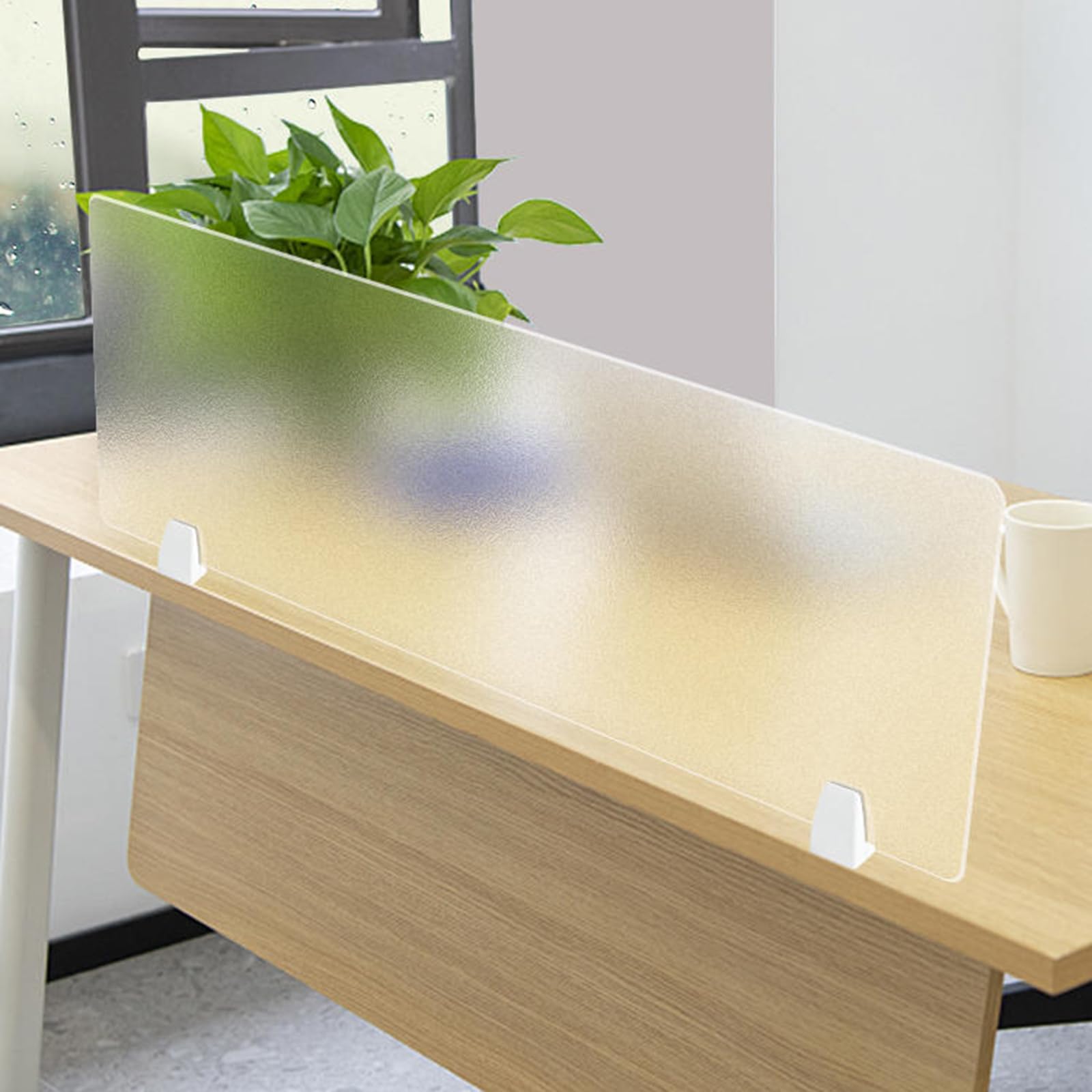 HJYCLFAZU Portable Acrylic Desk Divider Panel - Independent Office Partition Screen, Frosted Transparent Design with Clamps for Enhanced Privacy and Workspace nization
