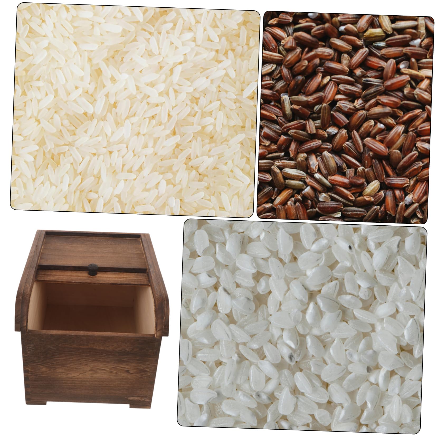 IMIKEYA Conteneur de Stockage de Riz en Bois 5kg Couleur Café