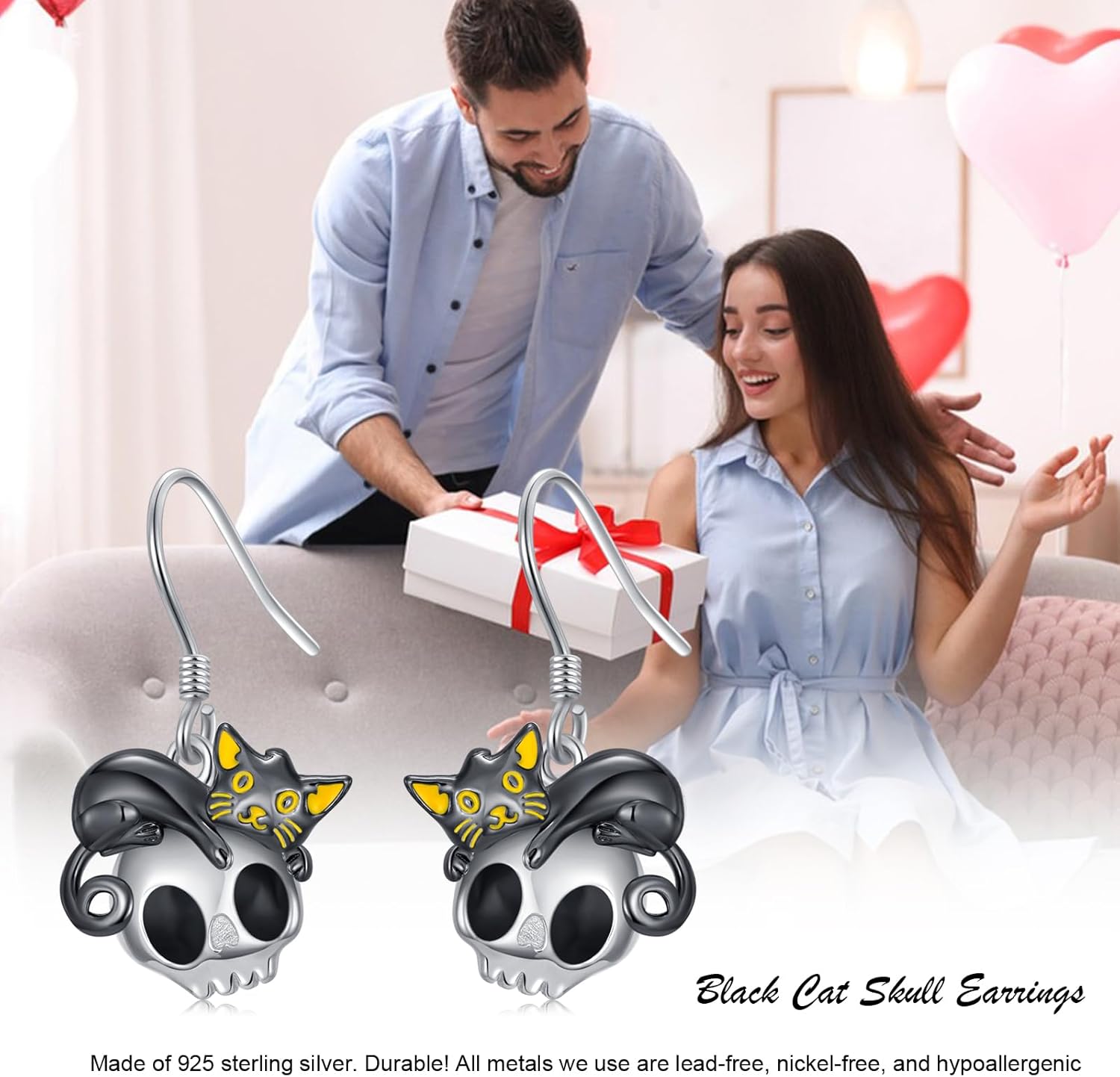 Sterling Silver Halloween Dangle Drop Earrings - Cute Halloween Jewelry Gifts for Daughter - Image 7