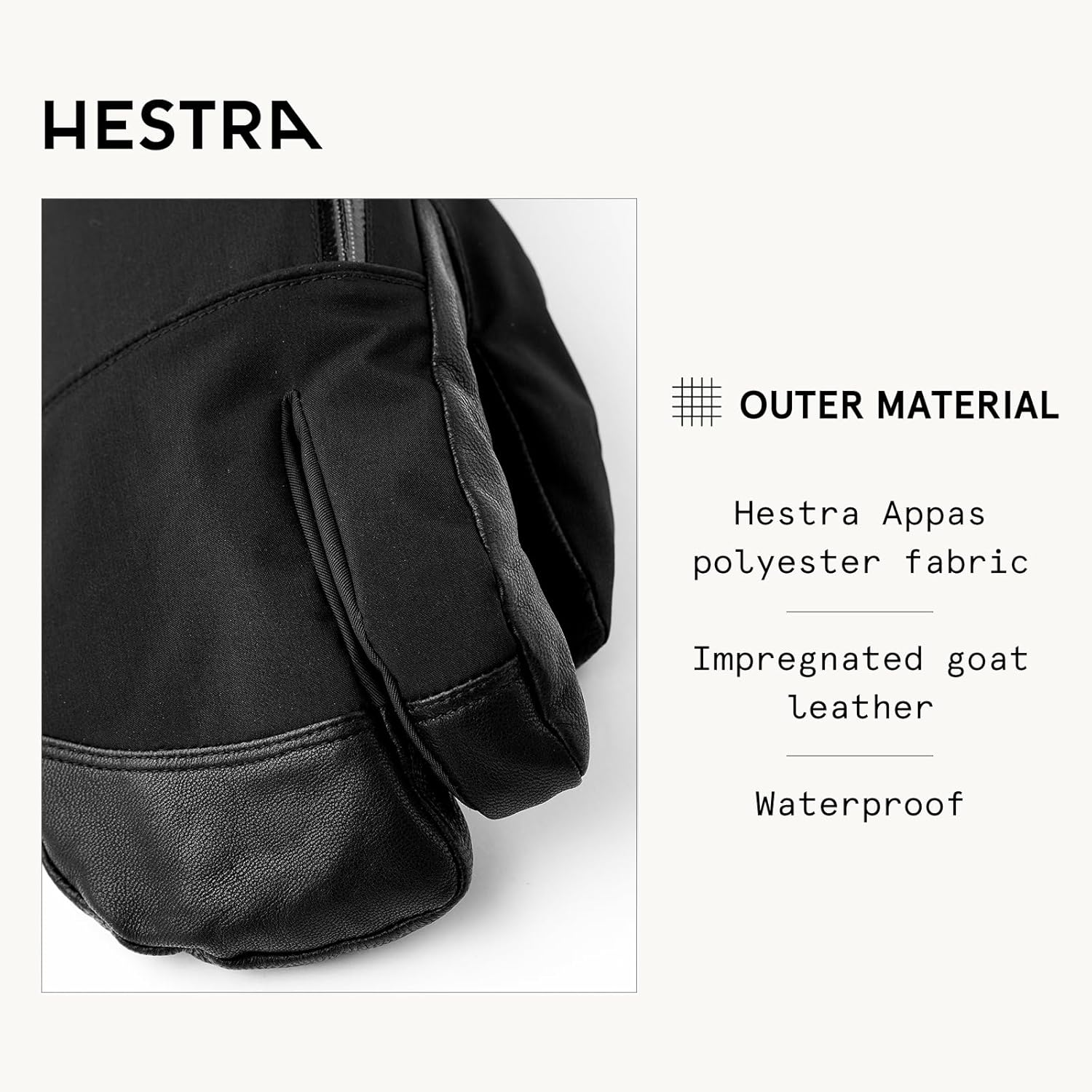 Hestra CZone Pointer 3-Finger Glove - Waterproof, Durable 3-Finger Glove for Skiing, Snowboarding, and Mountaineering