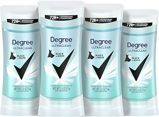 Degree UltraClear Black+White Women's Antiperspirant Deodorant 4-Pack 2.6oz - No Stains on Black/White Clothes, 48H Protection, MotionSense Fresh Scent