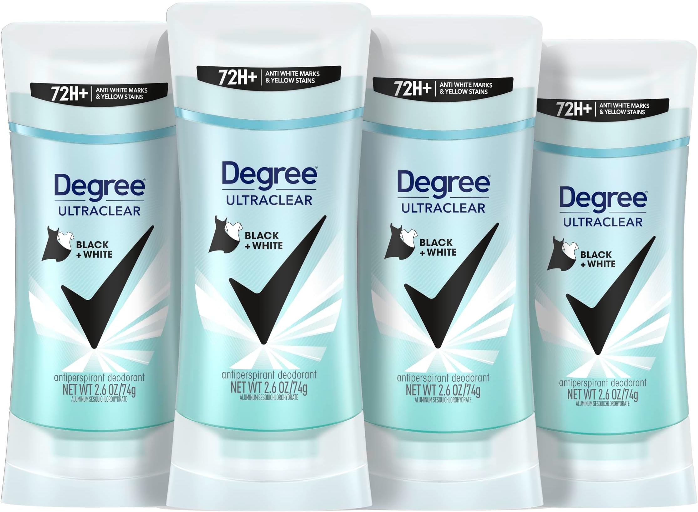Women's Black+White 4 Count Antiperspirant Balm 2.6 oz - Protects from Deodorant Stains, Fresh Scent, 48H Non-Stop Protection
