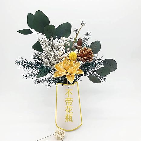 Amazon ドライフラワー プリザーブドフラワー インテリア 永遠の花 ユーカリ 菊 蓮花デージー 松かさ 薔薇 木棉 満天星 インテリア 花瓶付き ドライフラワー 花束 生花 北欧 人工観葉植物 結婚式 ホーム 庭園 飾り 撮影 婚礼の儀式 製造花おしゃれ プリザーブドフラワー