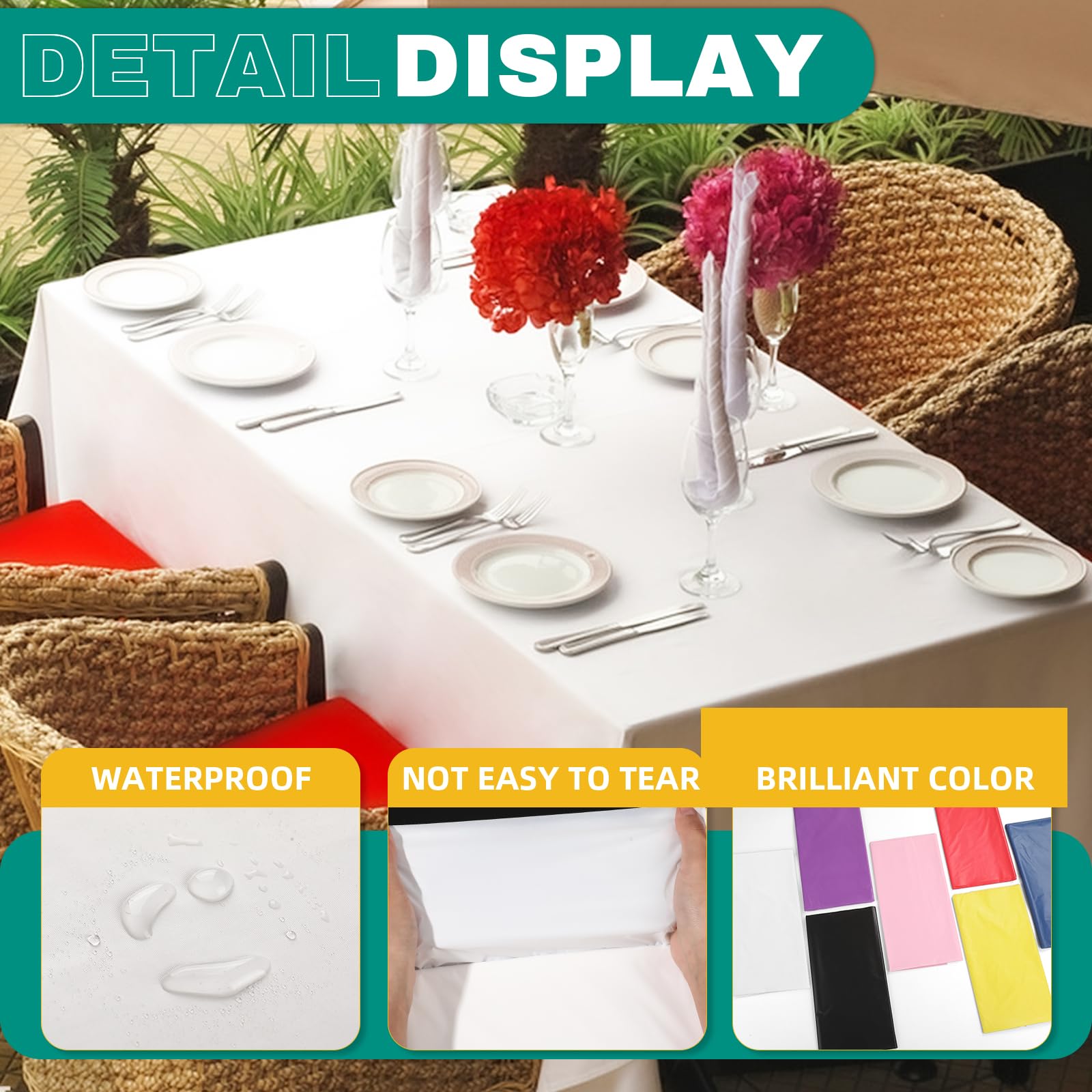 RowinsyDD 30 Pack White Plastic Table Cloths Disposable?54 x 108 Inches Plastic Table Cover for Rectangle Tables?Disposable Tablecloth for Dinning?Parties?BBQ?Wedding?Outdoor