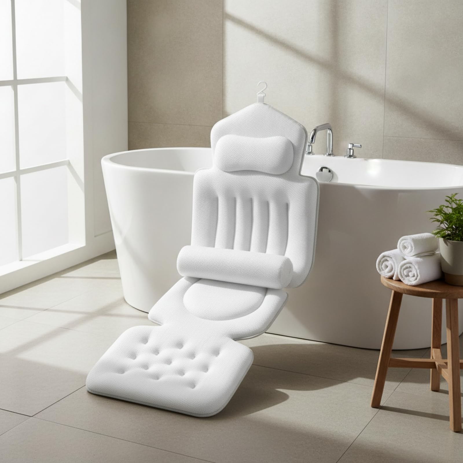 KESOTO Cuscino da Bagno Cuscino Vasca Poggiatesta Cuscino Corpo Intero con Schienale Sagomato Presa con Ventose Superficie Puntinata in Silicone Adatto a Momenti di Benessere E Cura Personale in Bagno