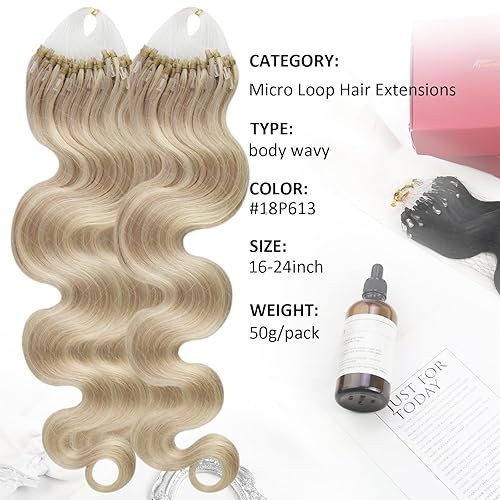 Miniatura 2 de Moresoo - Extensiones de cabello con microanillo, 100% cabello humano real, pelo suave, 1.76oz-50 g50s