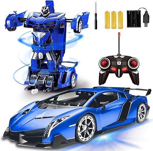 AMENON - Robot de juguete con control remoto y luces de deformación para coche RC 24 GHz 118 recargable con giro de 360 para niños y niñas de 6 7 8 AMENON - Robot de juguete con control remoto y luces de deformación para coche RC 24 GHz 118 recargable con giro de 360 para niños y niñas de 6 7 8