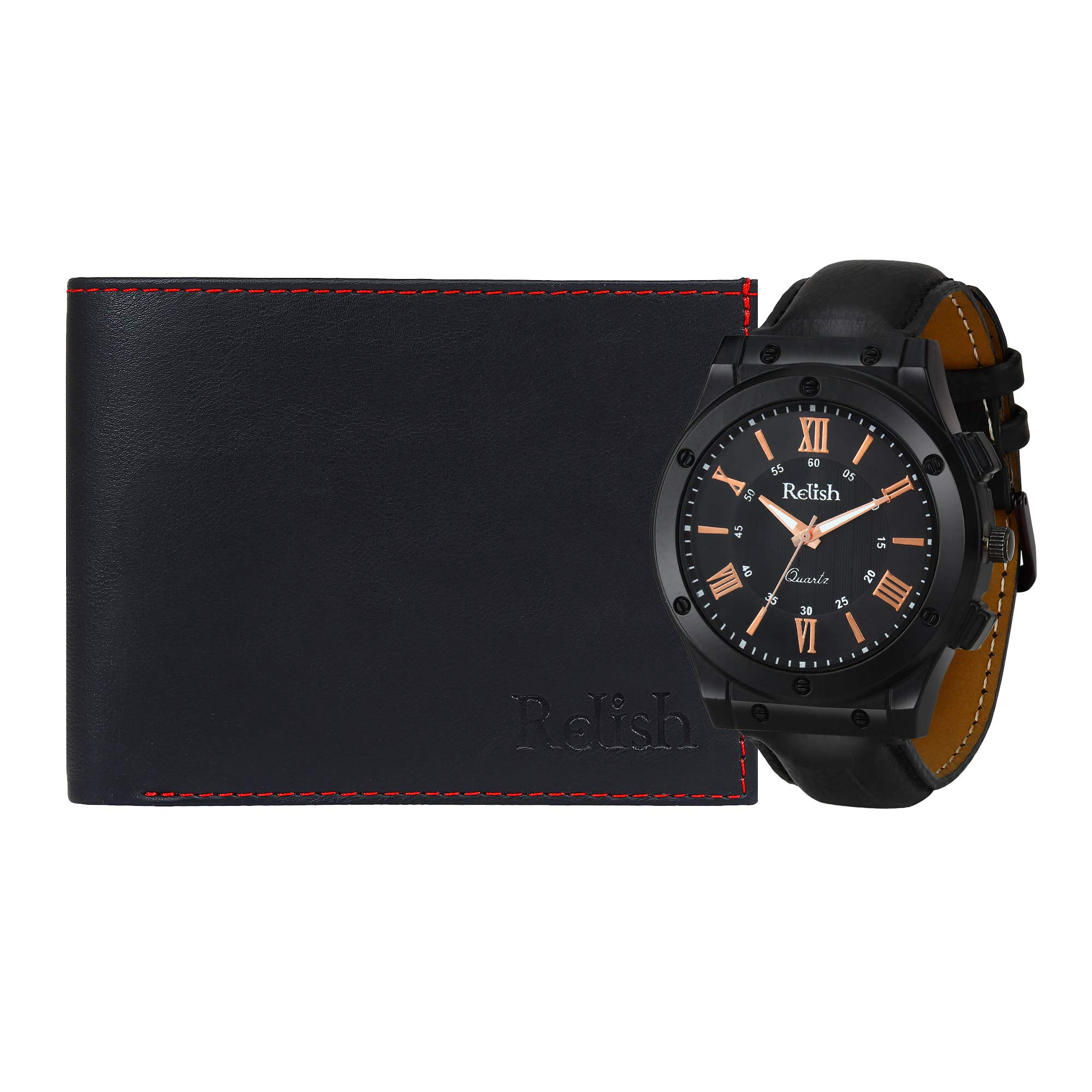 Relish Analogue Black Wrist Watch with Wallet Combo, Gift for Brother, Boyfriend and Husband | RE-WW226C (B0851YGY69) Amazon Price History, Amazon Price Tracker