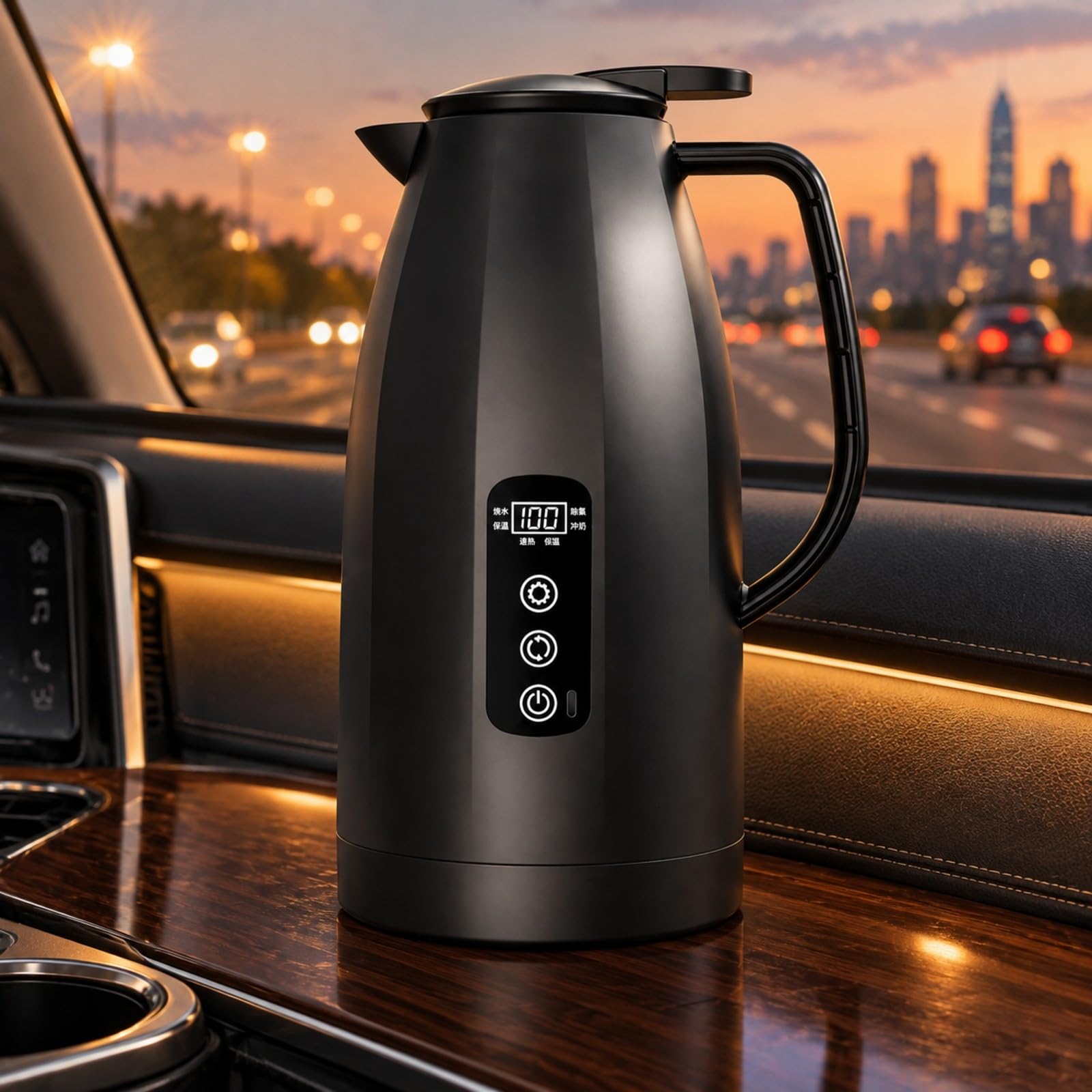 Bollitore per Veicoli | Portatile, Bollitore Elettrico in Acciaio Inox, Compatto, per Spostamenti Quotidiani, Nero