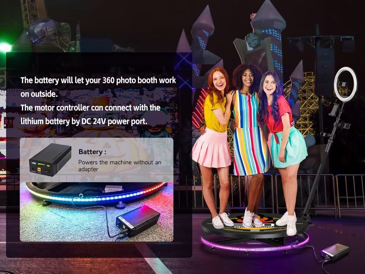 360 Photo Booth Machine With Flight Case And RGB Ring Light, Remote
