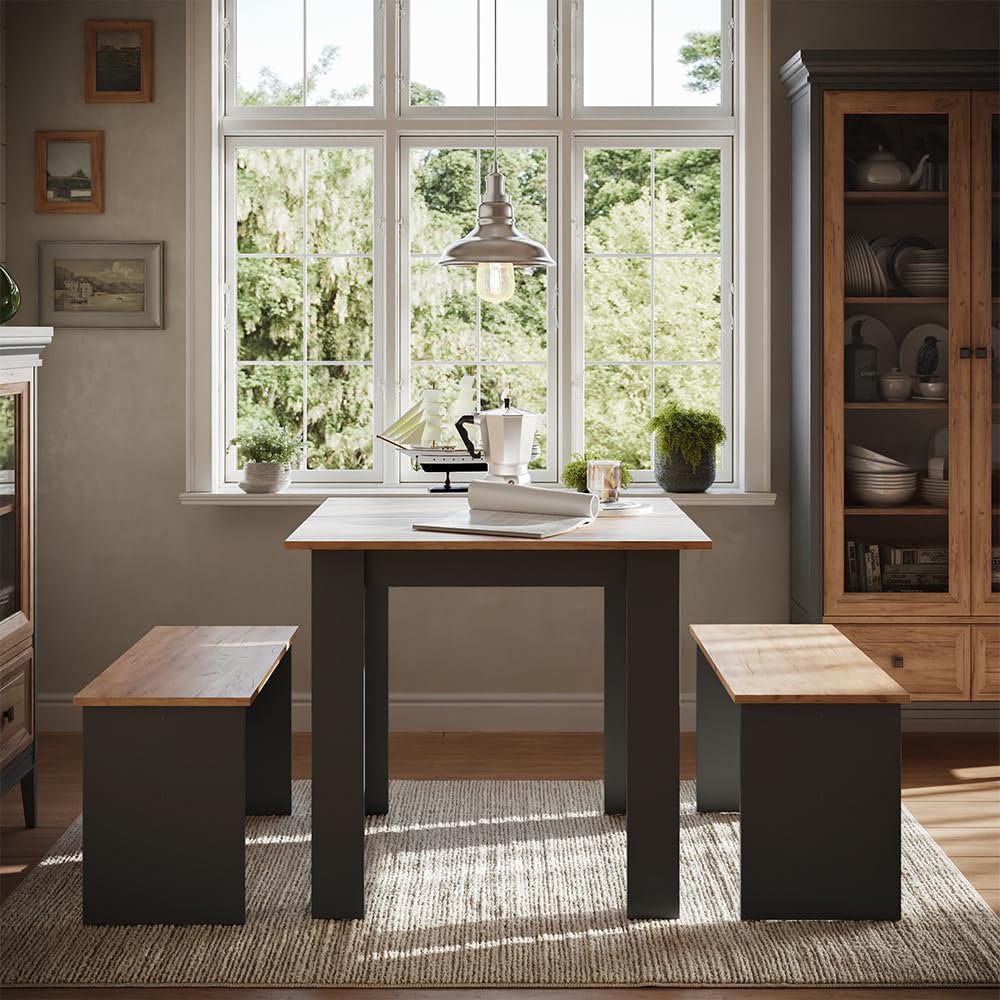 Vicco Set di tavoli da pranzo Sentio, Antracite/Rovere dorato, 80 x 80 cm