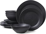 Oneida 895938 Ridge Black 12 Piece Dinnerware Set