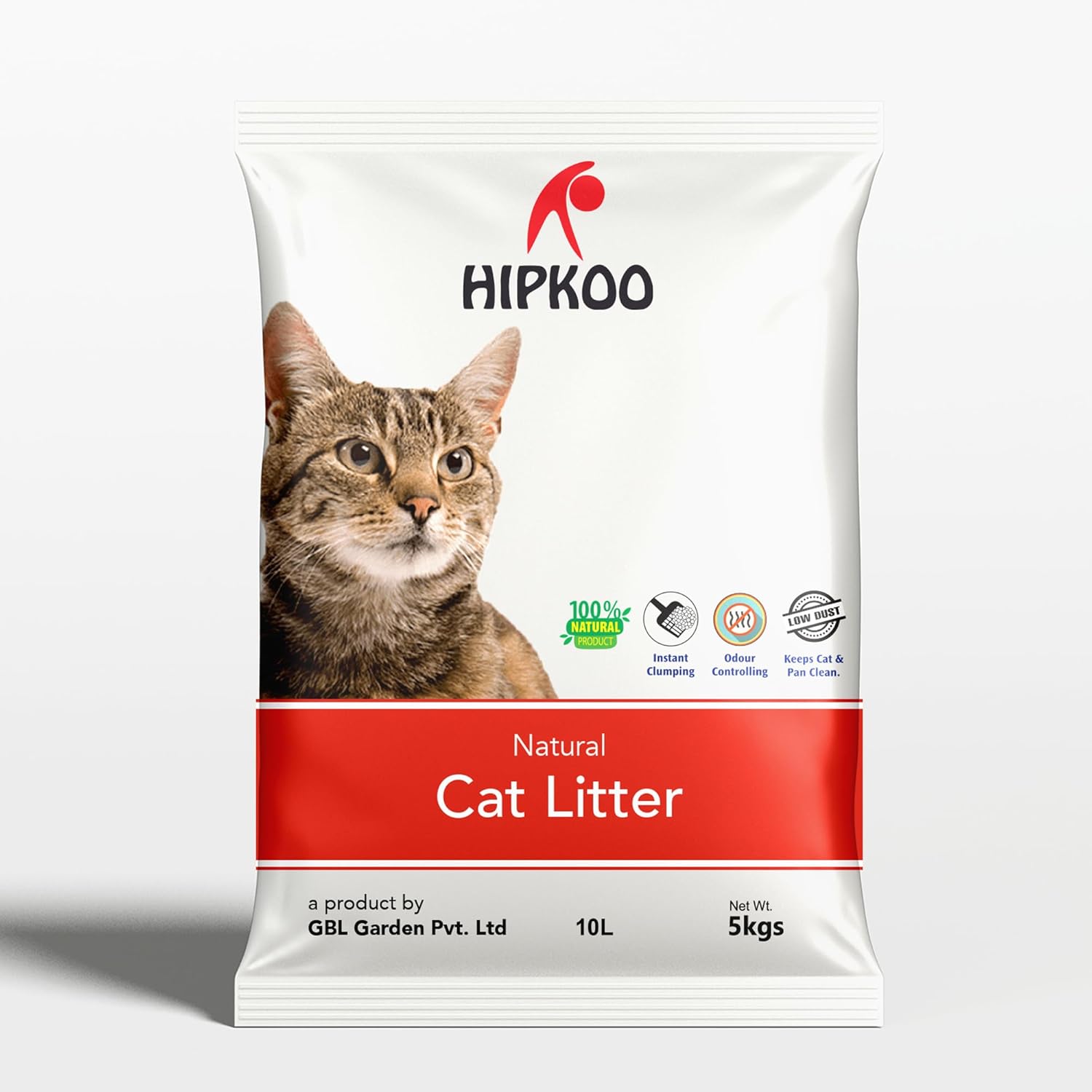 Hipkoo Bentonite Clumping Cat Litter 5kg | Quick Clumping Dust Free Odor Control | Unscented Fragrance Free | Natural Clay Sand | Easy Scoop Litter Box Sand for Kittens & All Cat Breeds