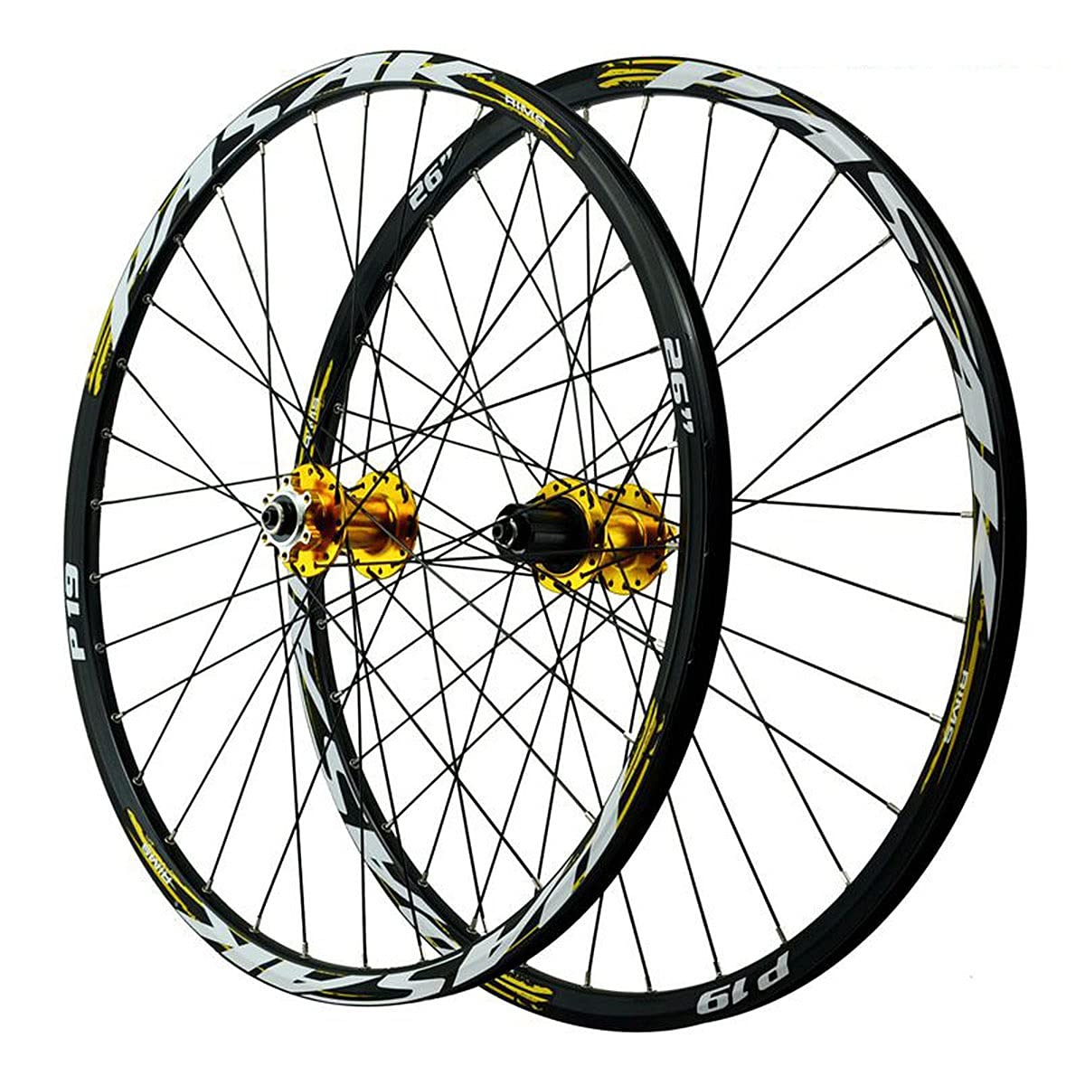 TUJISEK MTB Ruote per Bicicletta 26 27,5 29 Pollici Ruota per Mountain Bike Doppio Muro Cerchio in Lega Rilascio Rapido 7-12 velocità Cassetta Ruota Libera Freno A Disco 32H(Gold 3,26in)