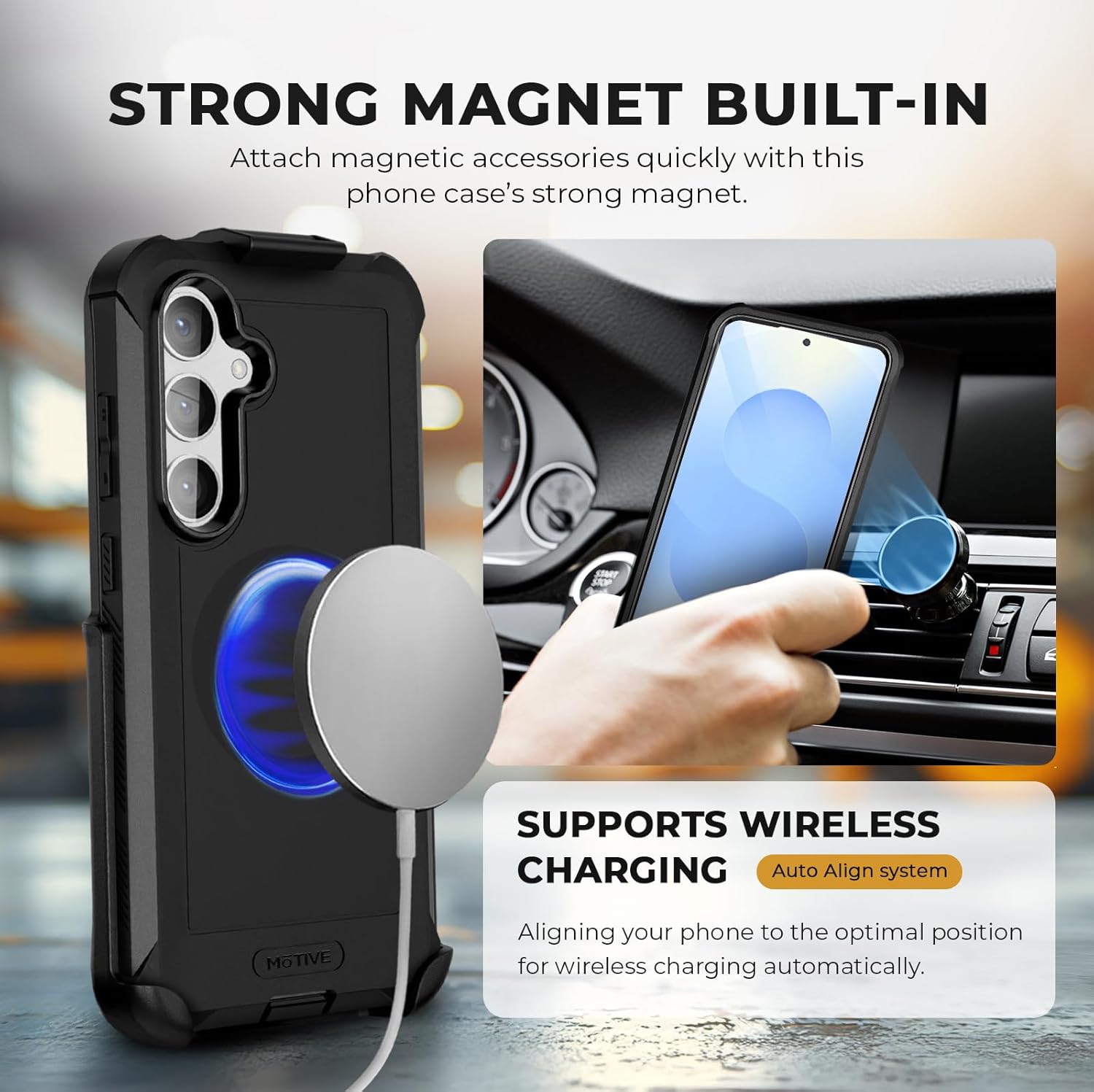 MOTIVE Compatible with Samsung Galaxy s25 Case with Belt Clip, [15FT Military Grade Drop Protection] with Screen Protector, Protective s25 Holster Case 6.2" - [Fits s24 Phone]