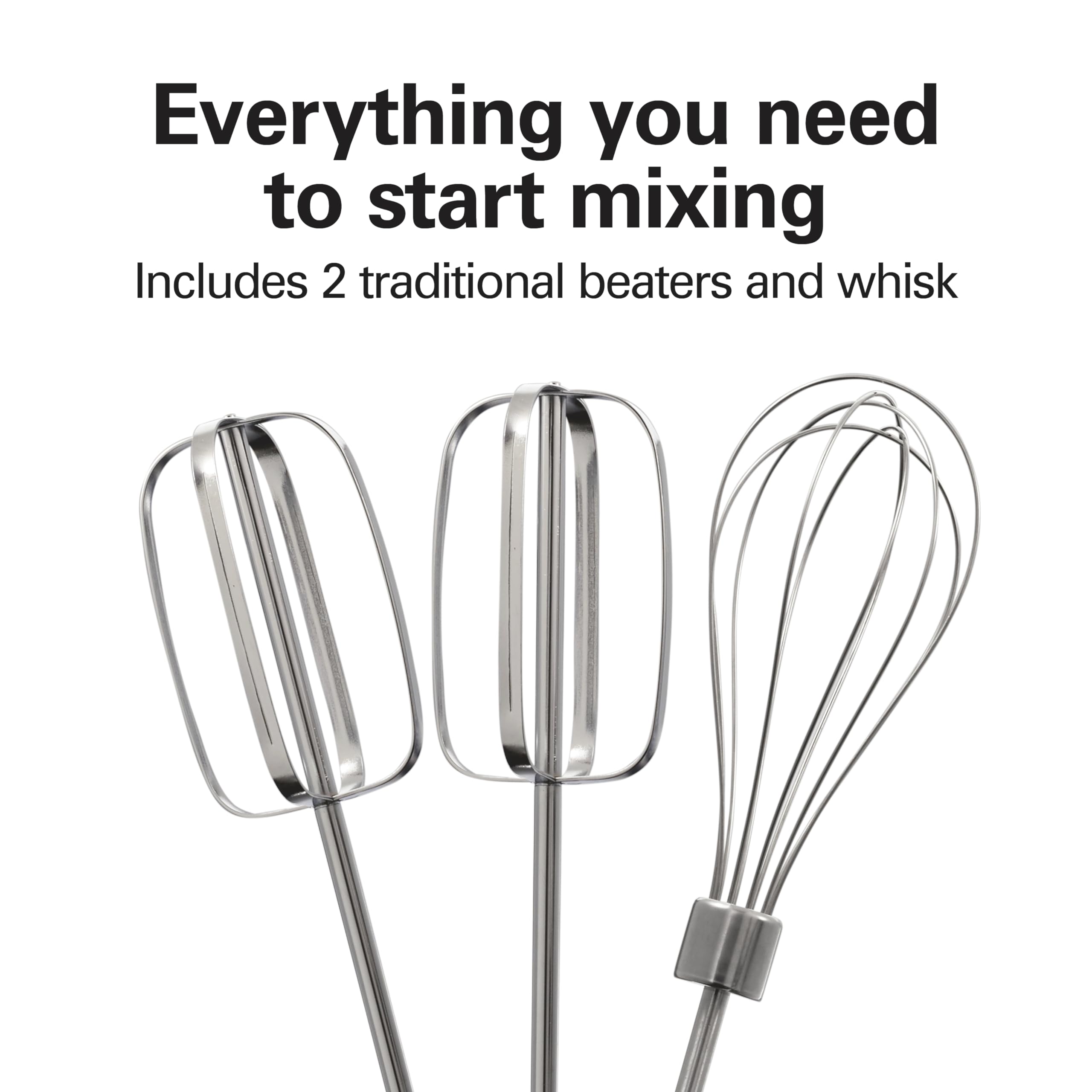 Hamilton Beach 6-Speed Electric Hand Mixer with Whisk, Traditional Beaters, Snap-On Storage Case, 250 Watts, White - Image 6