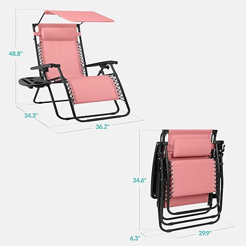 Miniatura 61 de Best Choice Products Silla reclinable plegable de gravedad cero para exteriores, de patio, para salón al aire libre, con toldo ajustable, Bandera