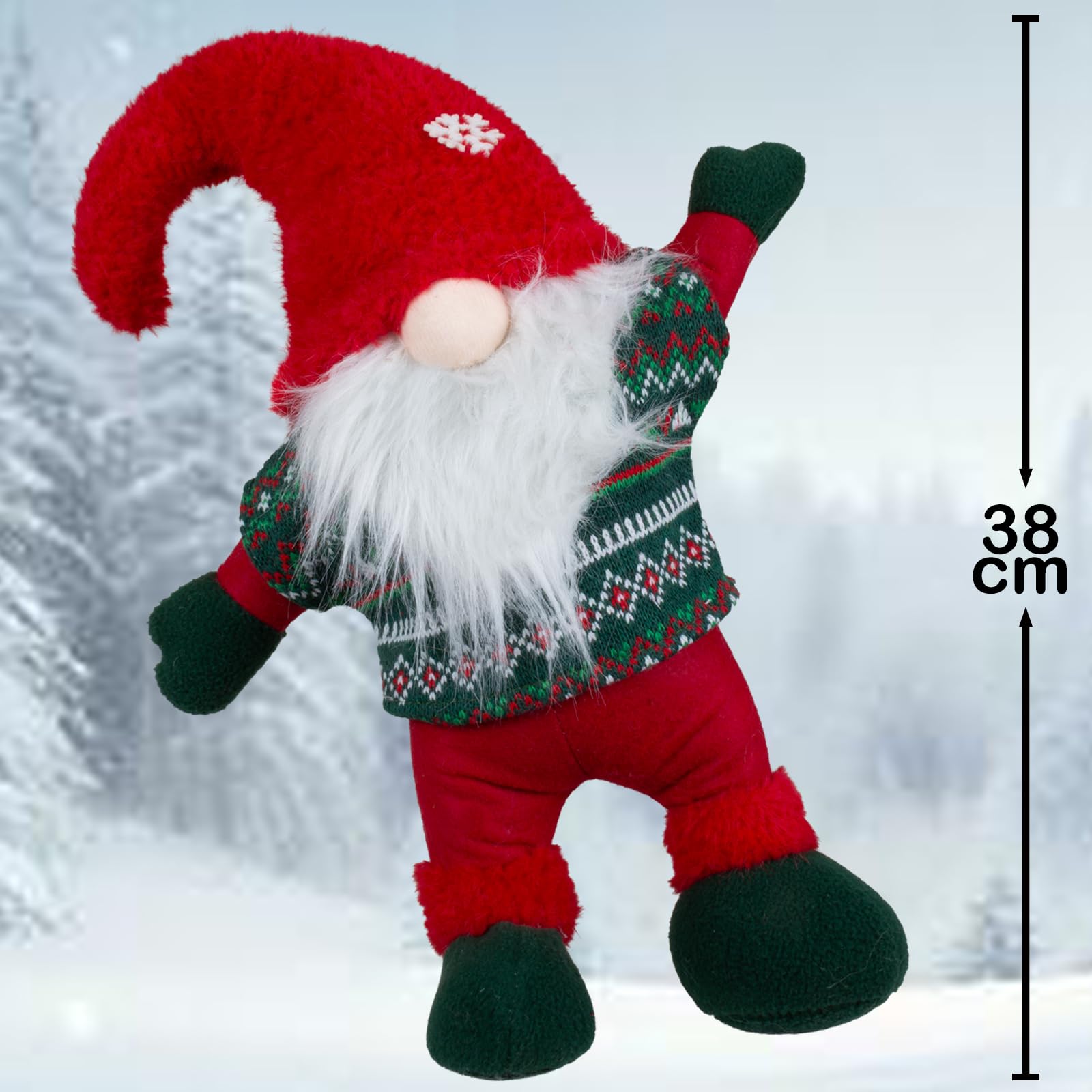 Monopol Christmas Paradise Wichtel Gnom Weihnachtswichtel stehend 38cm rot-grün mit Zipfelmütze
