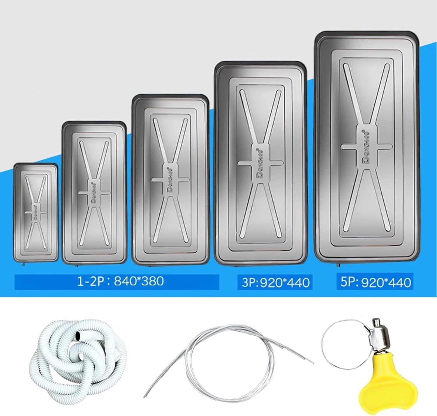 Generico Vassoio di Raccolta Condensa in Acciaio Inox per Condizionatori – Vaschetta Universale per Scarico Acqua – Compatibile con Pompe di Calore e unità EsterneSilver,3P : 92 * 44CM