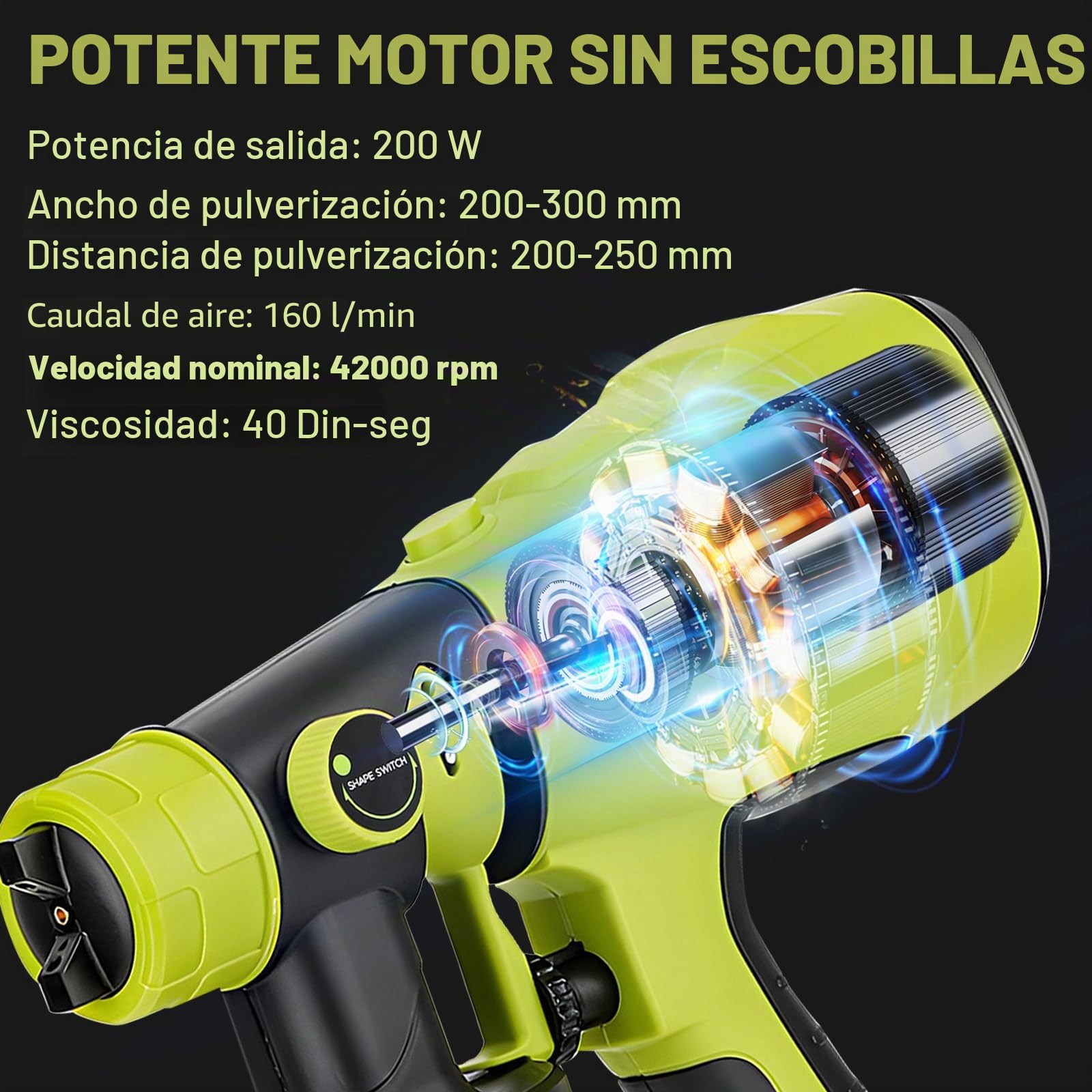 Sistema de pulverización de pintura a batería Ryobi 18 V, pistola eléctrica portátil con 4 boquillas (1/1,8/2,5/3 mm), 3 patrones y depósito de 1000 ml