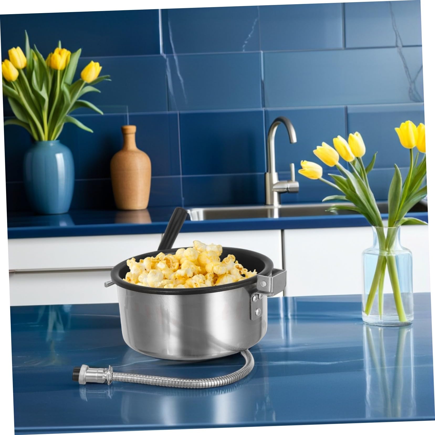 Ersatz Popcorntopf 8 Oz aus Edelstahl und Aluminium mit Antihaftbeschichtung für Popcornmaschinen Zubehör für Familienfilmabende und Kleine Küchen