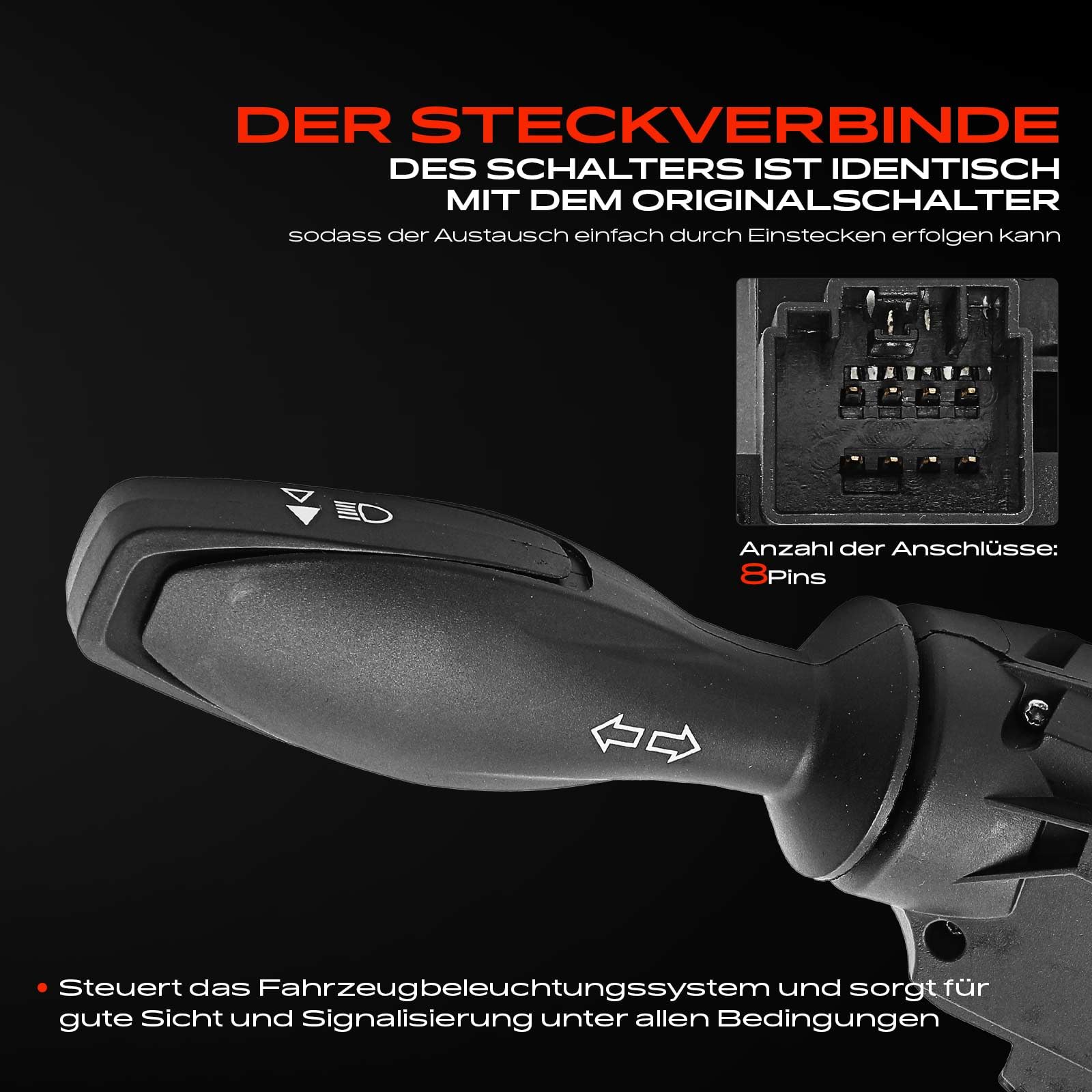 Frankberg Lenkstockschalter Kompatibel mit B-Max JK 1.0L-1.6L 2012-2024 Fiesta 1.6L 2010-2024 Tourneo Courier B460 MPV 1.0L 1.6L 2014-2024