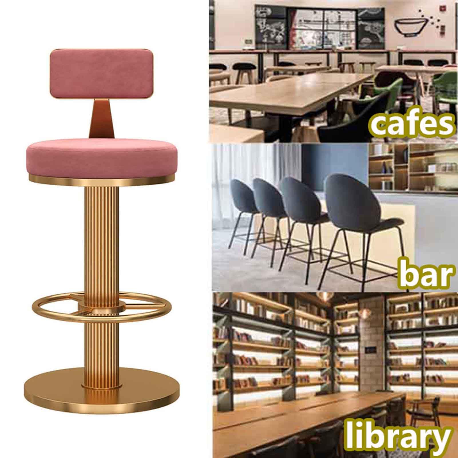 Lot de 2 tabourets de bar pivotants en velours réglables avec pieds épais, base ronde, capacité de 250 kg, sièges élégants pour cuisine ou bar à la maison