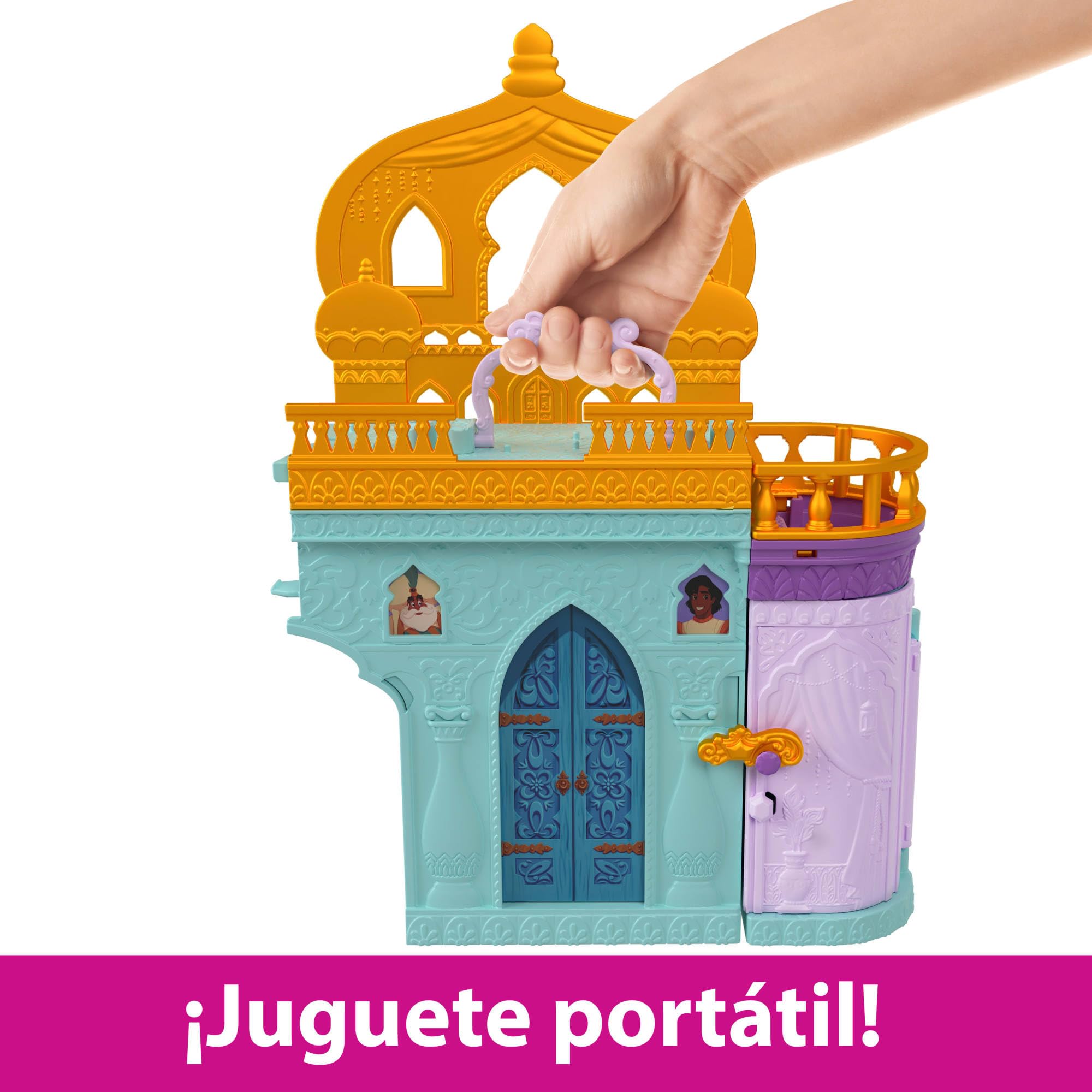 Mattel Disney Princess Minis Palacio de Jasmín Casa de muñecas apilable con figura, muebles y accesorios, juguete +3 años (HLW93)