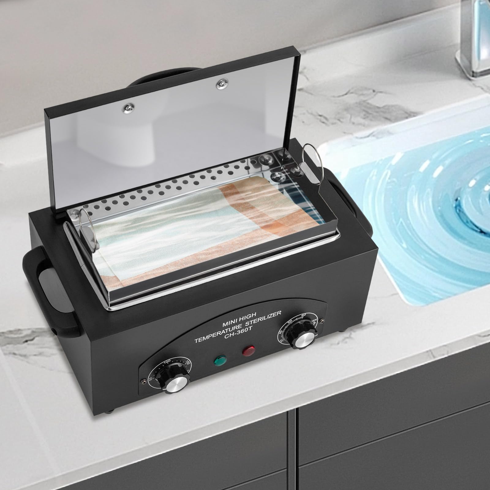 300W Sterilisateur Materiel Onglerie Stérilisateur à Haute Température Armoire de Stérilisateur Haute Température Minuterie avec Voyant et Bouton,Idéal pour Restaurant, Cuisine, Salon