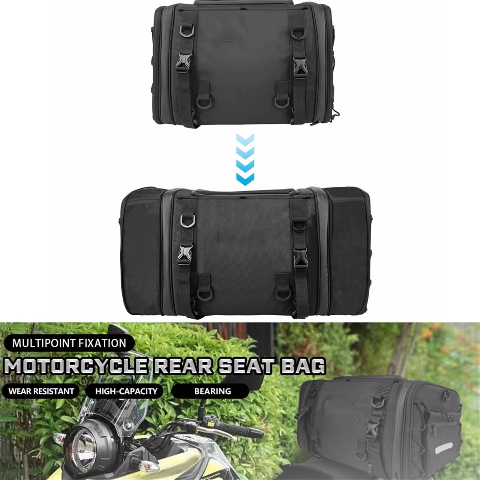 Moto Sacoche Selle Sacoche De Selle Arrière Moto Étanche En PVC 40 À 60 L Durable Et Sèche Accessoire Pour Siège D'extérieur