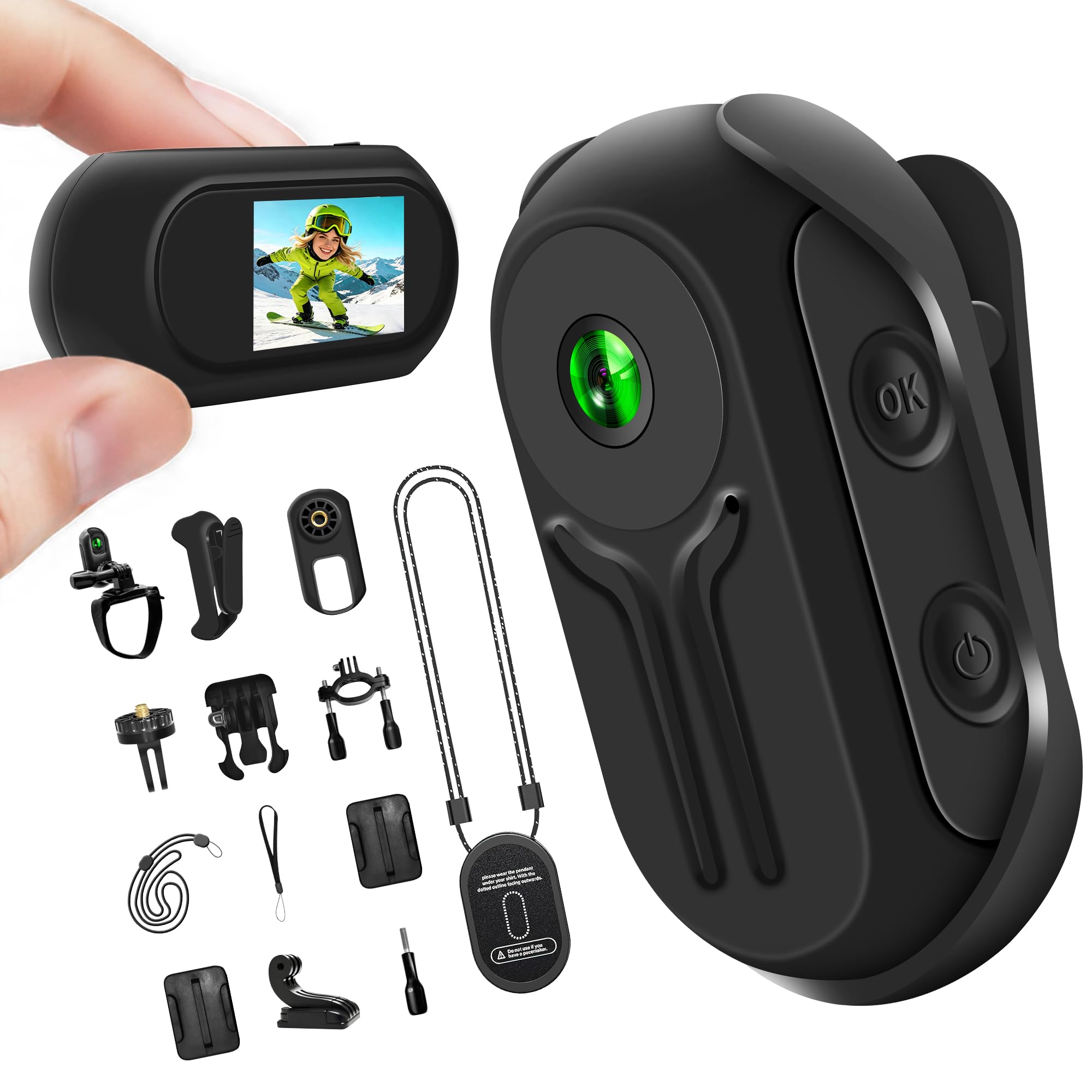 Mini Body Camera 1080P with Display Screen, 2026 Upgraded-Tech Bodycam, Wearable Sports Action Camera, Portable Helmet Cameras, Small POV Camera with 120° Wide-Angle, Multiple Accessories-image-14