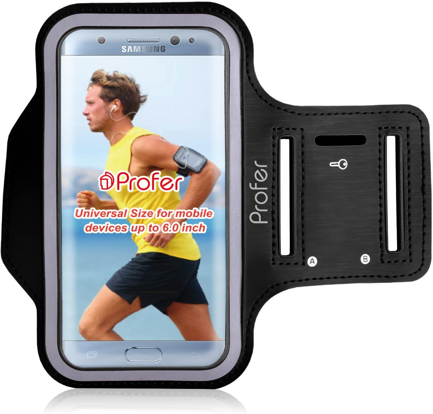 [Ultr ALANG] 5.5 Inch to 6 inch Bracelet Profer Fit Sport Armband (Longer with Adjustable Strap for Apple iPhone 6 6S/IPHONE 6 PLUS/Samsung 7 Plus S6 Edge Plus/Plus 2 3/samsung S7 Edge/LG G5/Sony Xperia/XZ/Huawei Mate 8 etc. (Ultra ALANG)