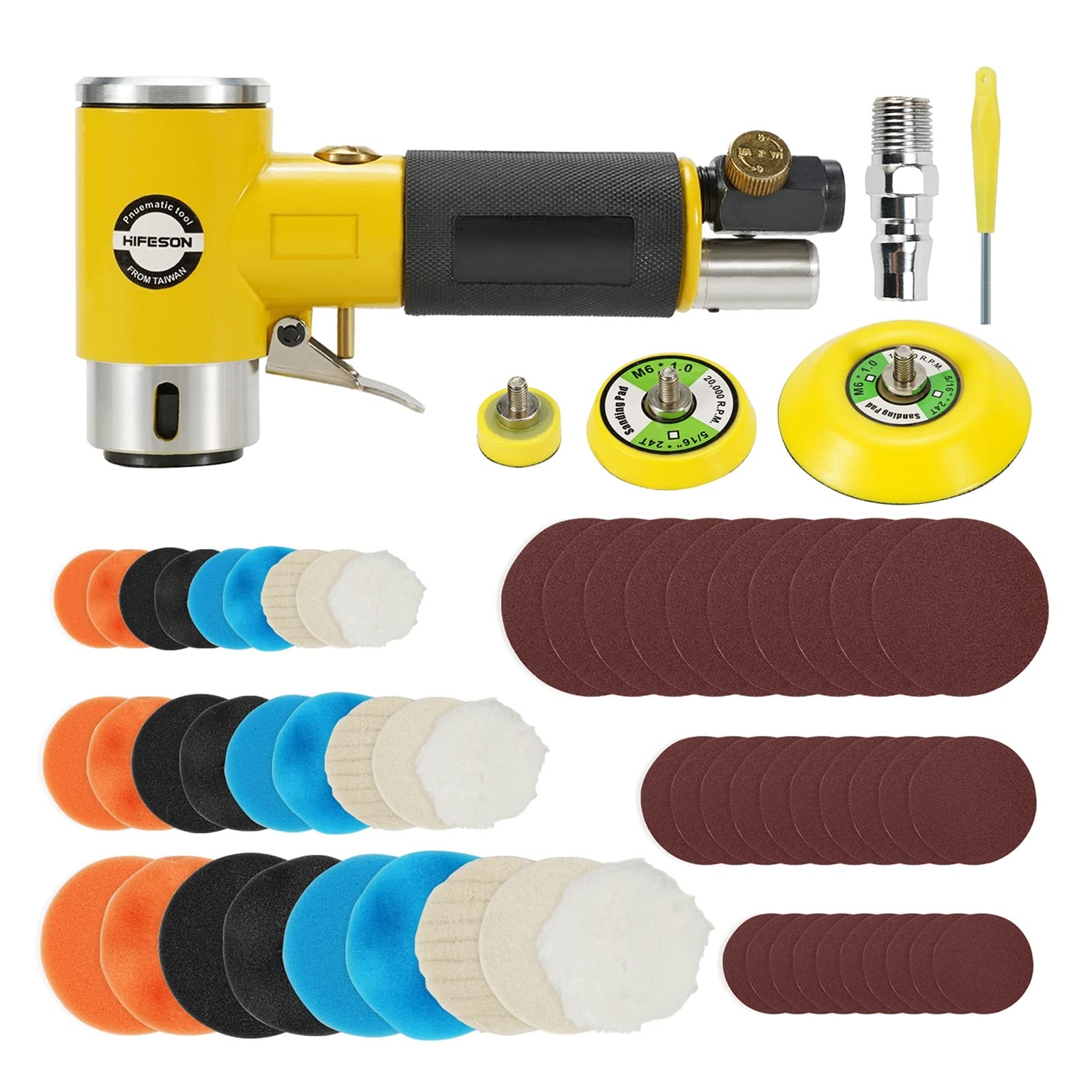 2 Inch / 3inch Mini Orbital Powietrza Sander Pneumatyczny Polerowanie Szlifierki Klimatyzacja Bufor Dual Action Urbital Polerkarz do samochodu(HF-942 Deflection)