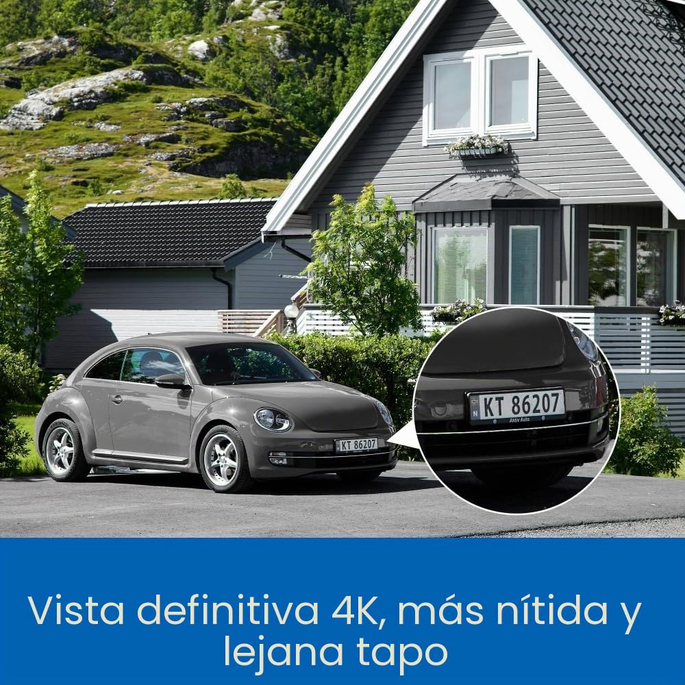 Tapo C660 Kit 4K 8MP Cámara de Seguridad Pan/Tilt alimentada por energía Solar, visión Nocturna a Color Starlight, cámara Exterior de Seguimiento de IA de 360°, Carga Solar, Audio bidireccional