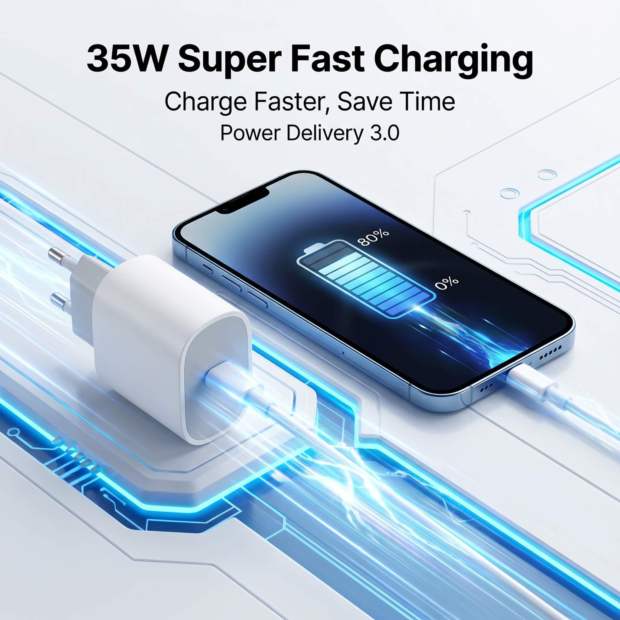 Caricabatterie USB-C 35W Ricarica Rapida, Bianco, Confezione da 10, Compatto, Adattatore di Alimentazione Tipo C, Compatibile con iPhone 17/16/15/14/13/12/11/SE/X/XS/XR e Samsung Galaxy