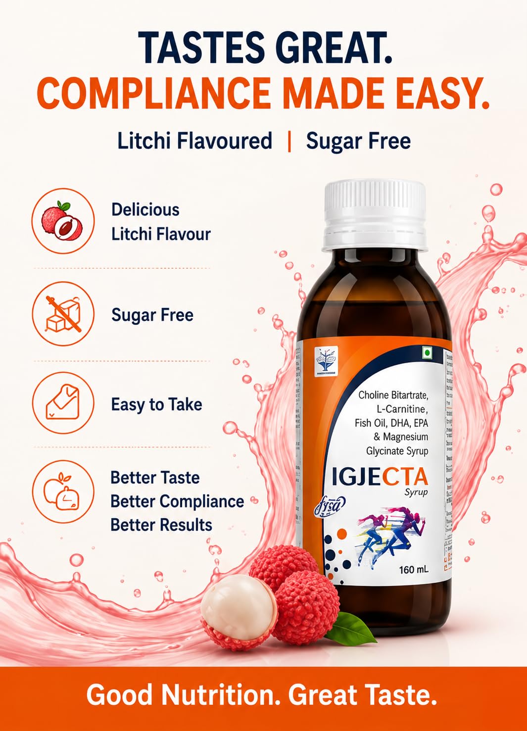 Syrup | Choline Bitartrate, L-Carnitine, Fish Oil, DHA EPA & Magnesium Glycinate Syrup for Kids, Men & Women | Sugar Free Litchi Flavour Neuro Nutrition Syp | Brain, Memory & Focus Support | 150 ml — Amazon image 9