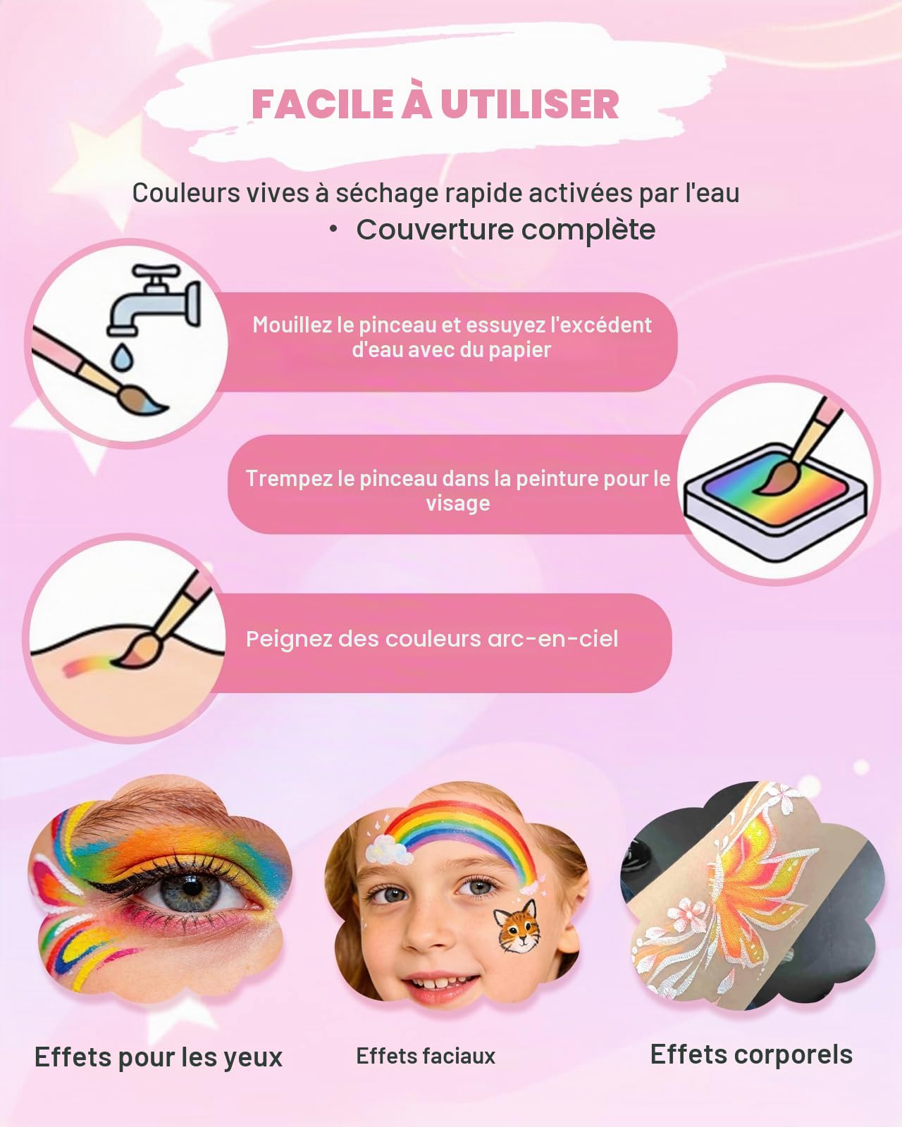 Lictin Kit de peinture visage et corps