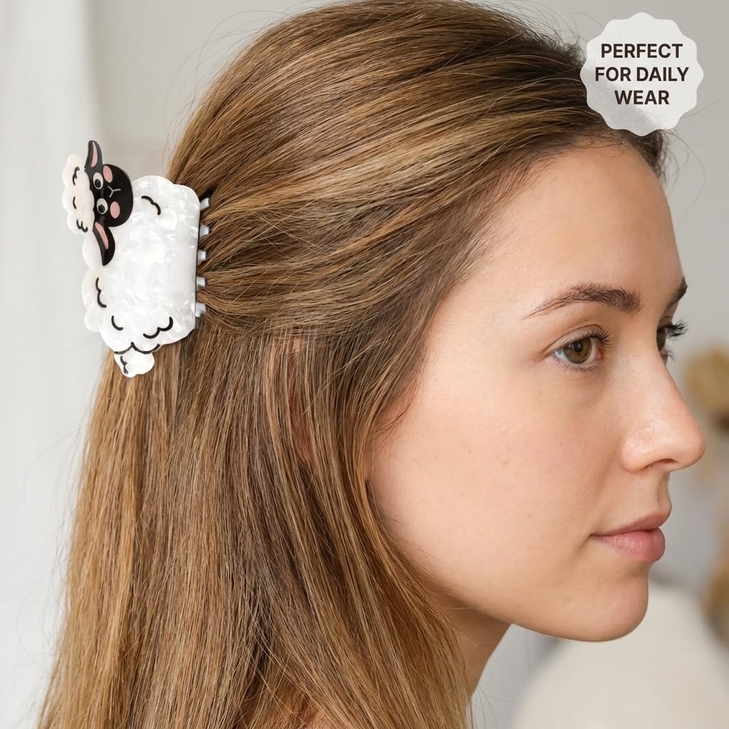 Cute Sheep Shaped Hair Claw Clip for Women & Girls, Fun Farm Animal Hair Clips, Adorable and Functional Hair Accessory (Black Sheep) image 4
