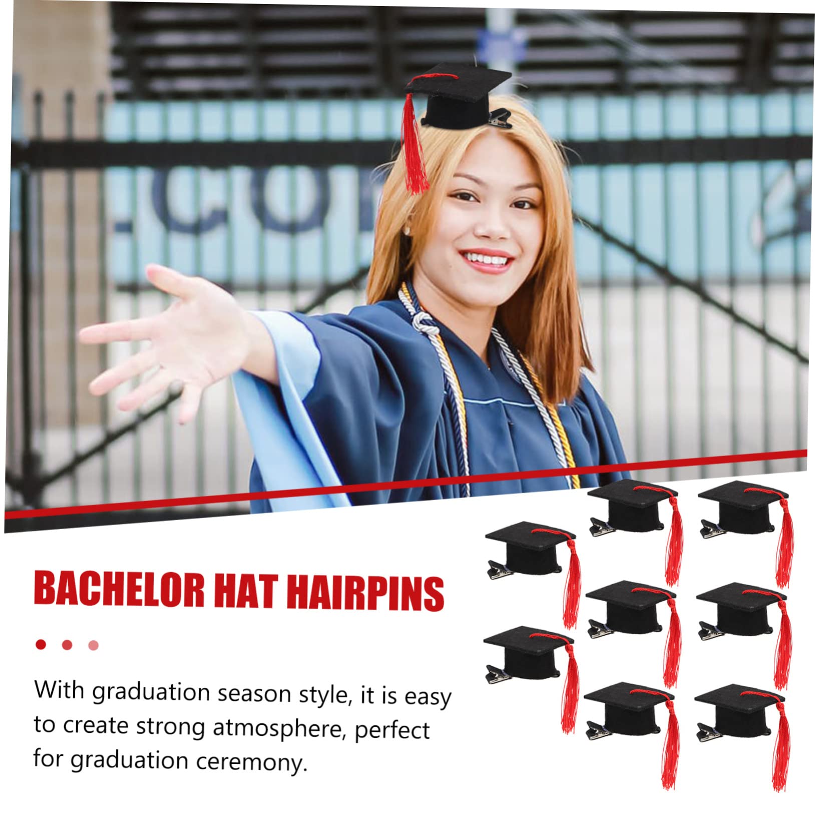 LABRIMP 8 Pezzi Fermagli per Decorativi Forma Cappello Laurea per Feste Laurea Accessori per Foto e Divertimento Sicuri e Fashion per Laureati e Amici