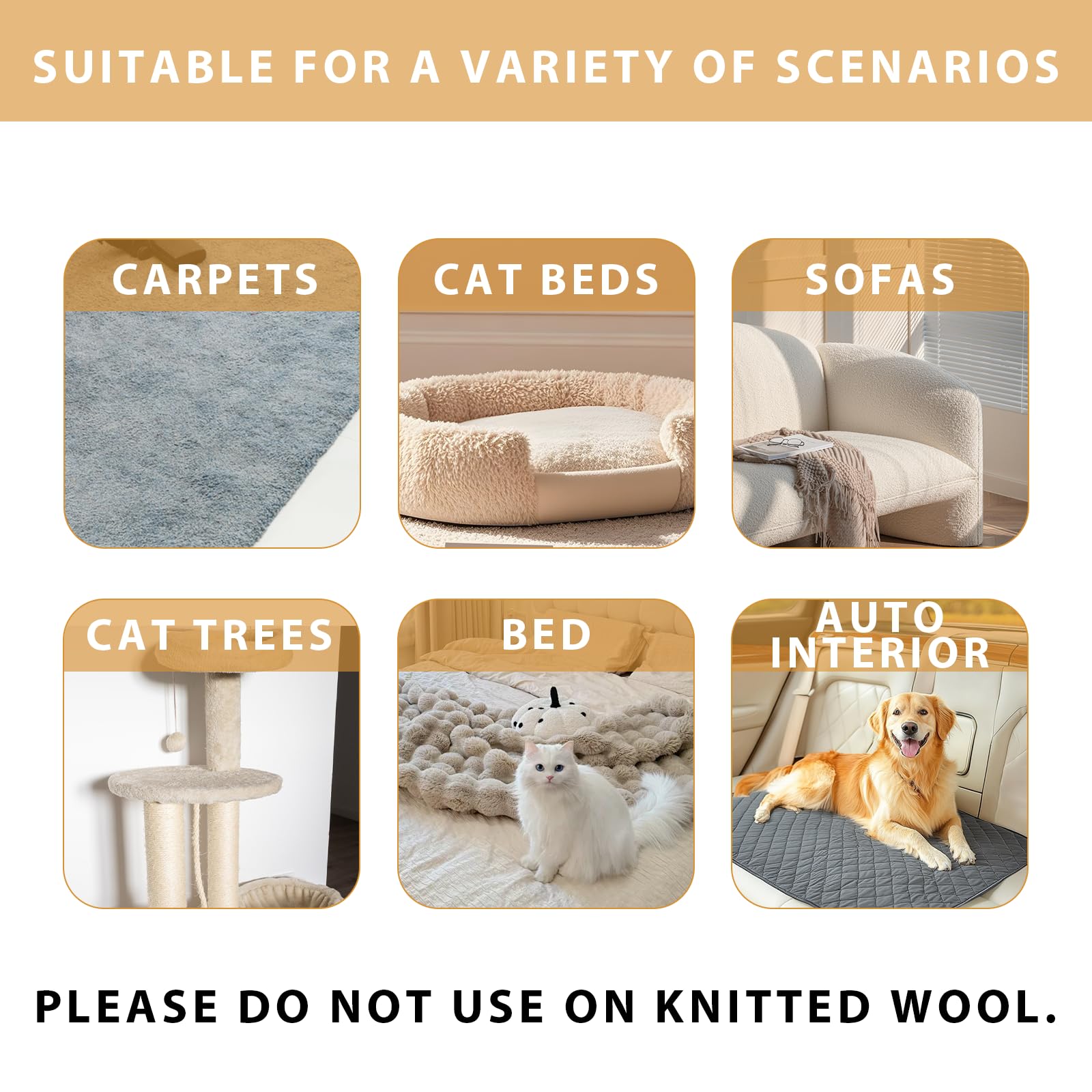 Pet Hair Removal Tool for Dog and Cat,Pet Hair Remover Removes Fur and Lint from Couch,Carpet,Cat Tree Tower Bed,Car Interiors,Rug,Mat,Coat,and Various Furniture,Silicone Material,Reusable,2 Pack - image 7