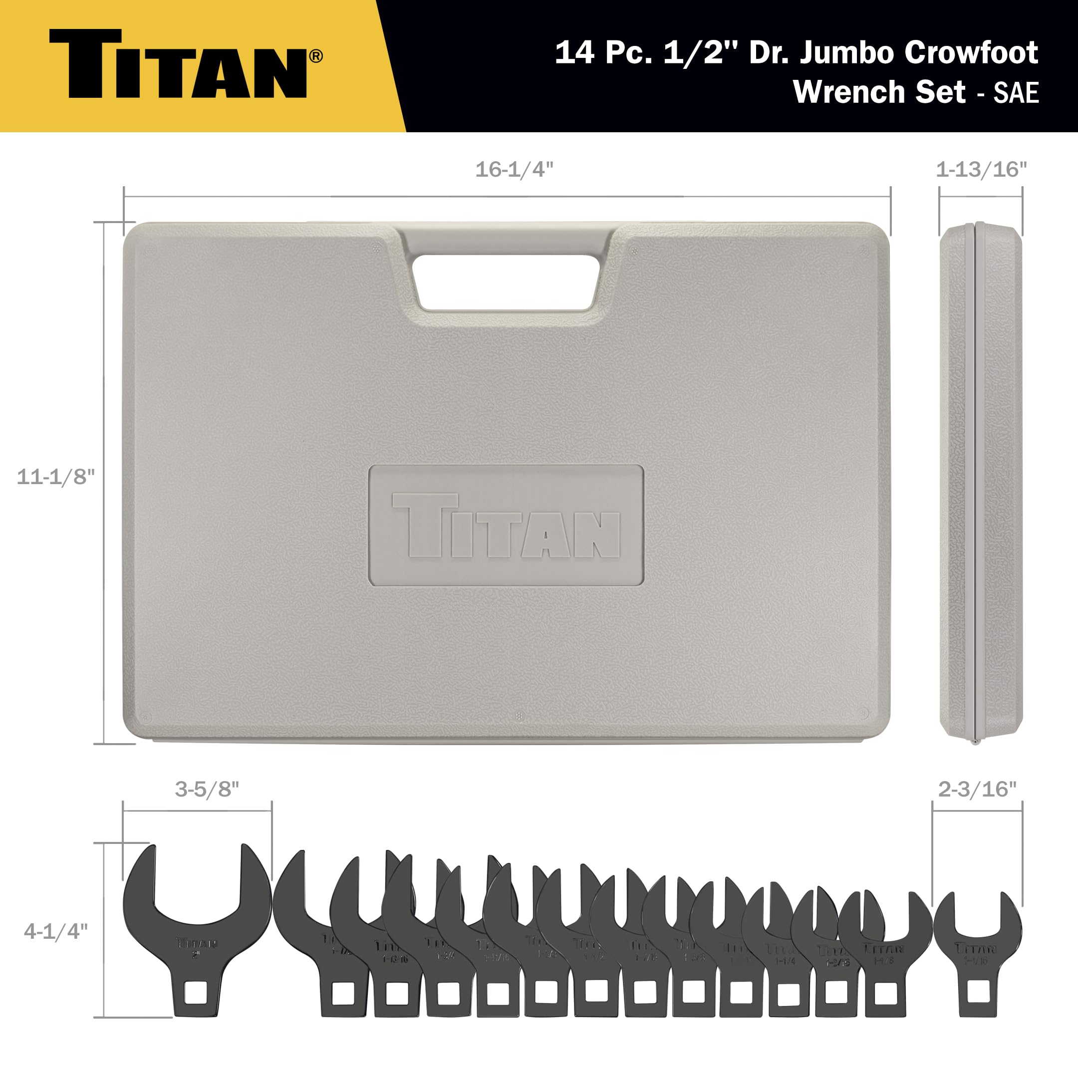 Titan 17298 14-częściowy zestaw kluczy nasadowych SAE Jumbo Crowsfoot