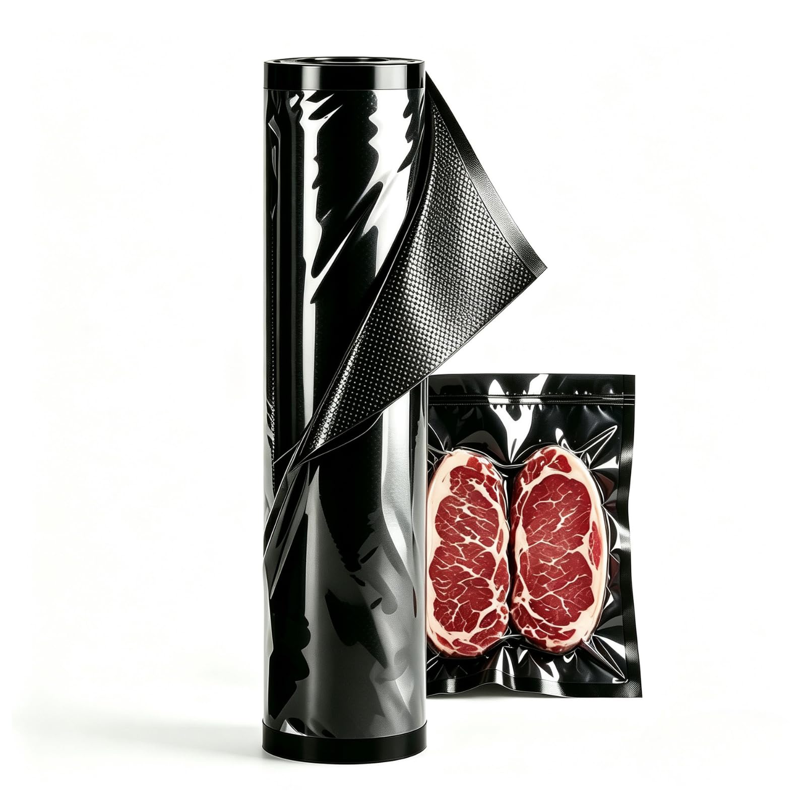 Sacs de rangement sous vide noirs pour aliments frais (25 cm x 15 m)
